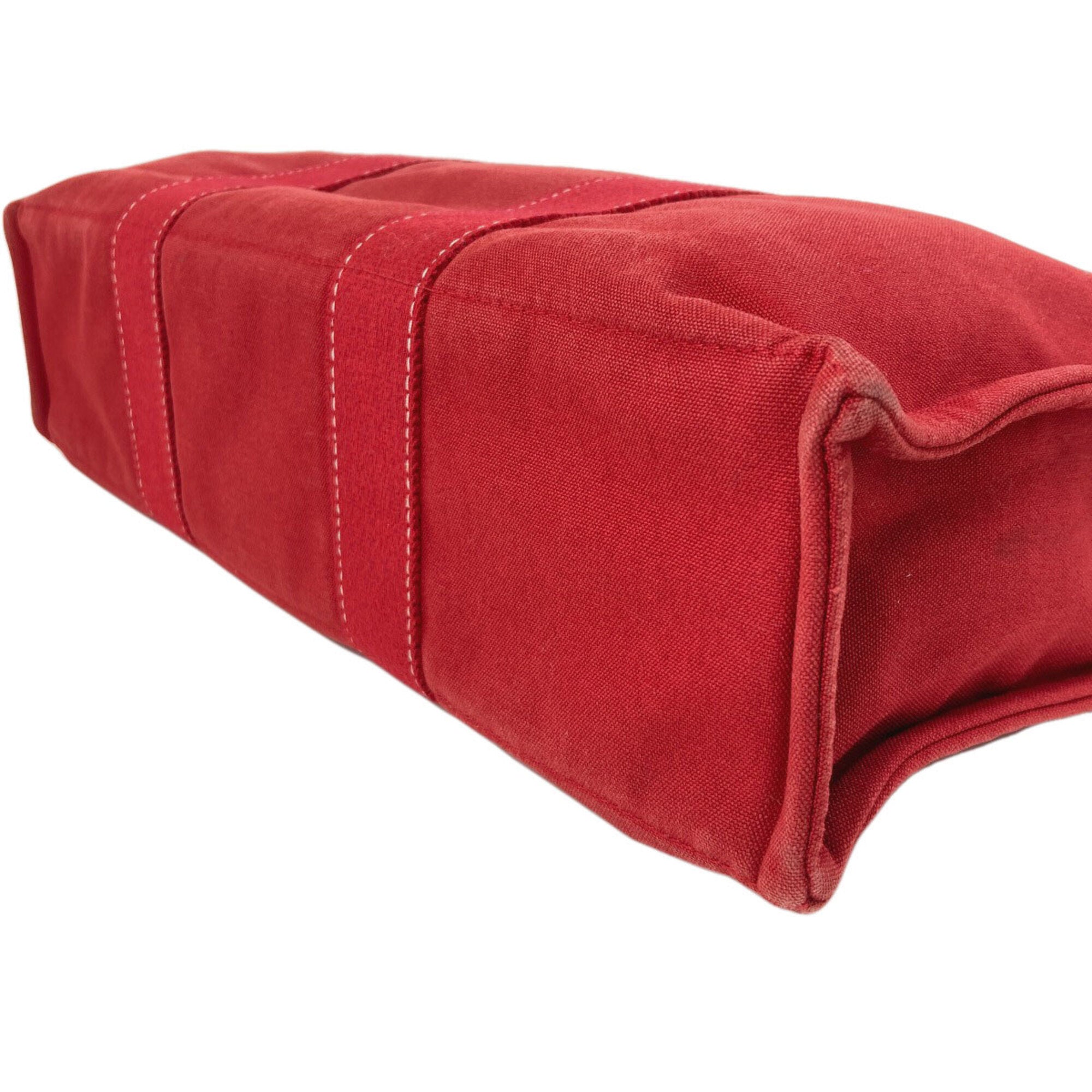 Hermes Deauville Red Color Canvas Handbag (Pre-Owned)