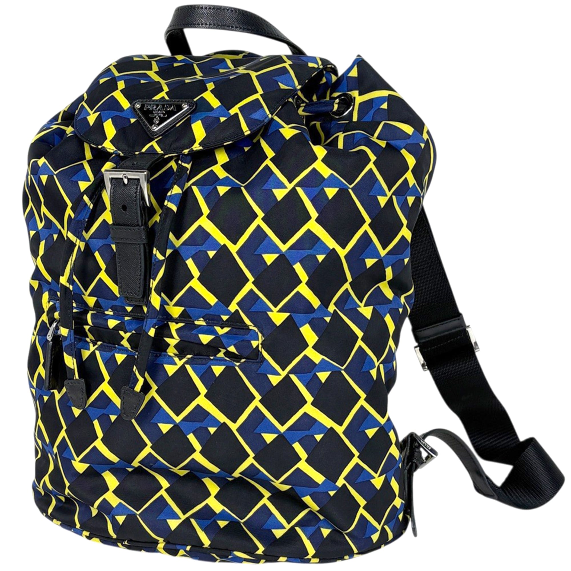 Prada Black Multi-Color Nylon Leather Backpack (Pre-Owned)