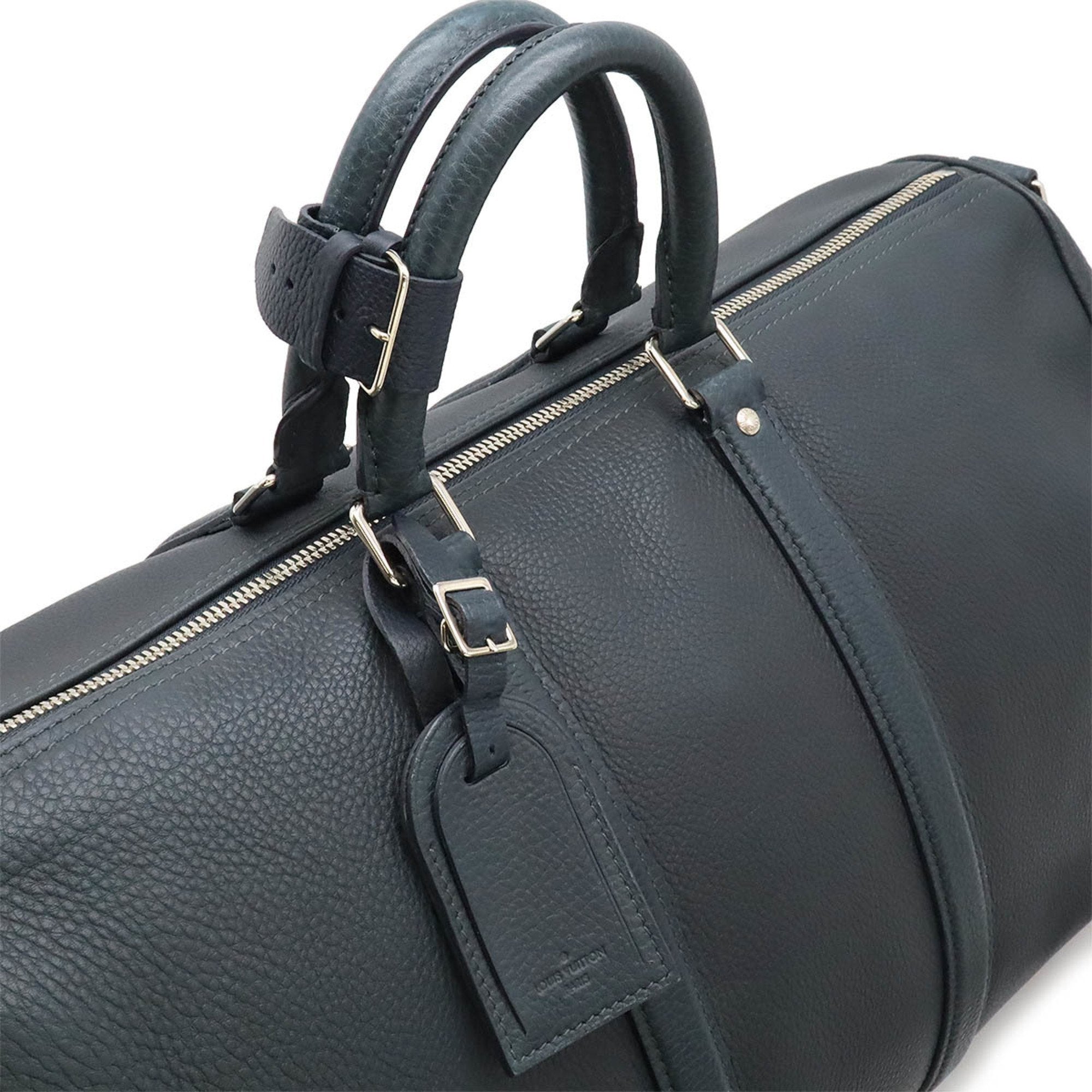 Louis Vuitton Navy Blue Leather Boston Bag Shoulder Bag (Pre-Owned)