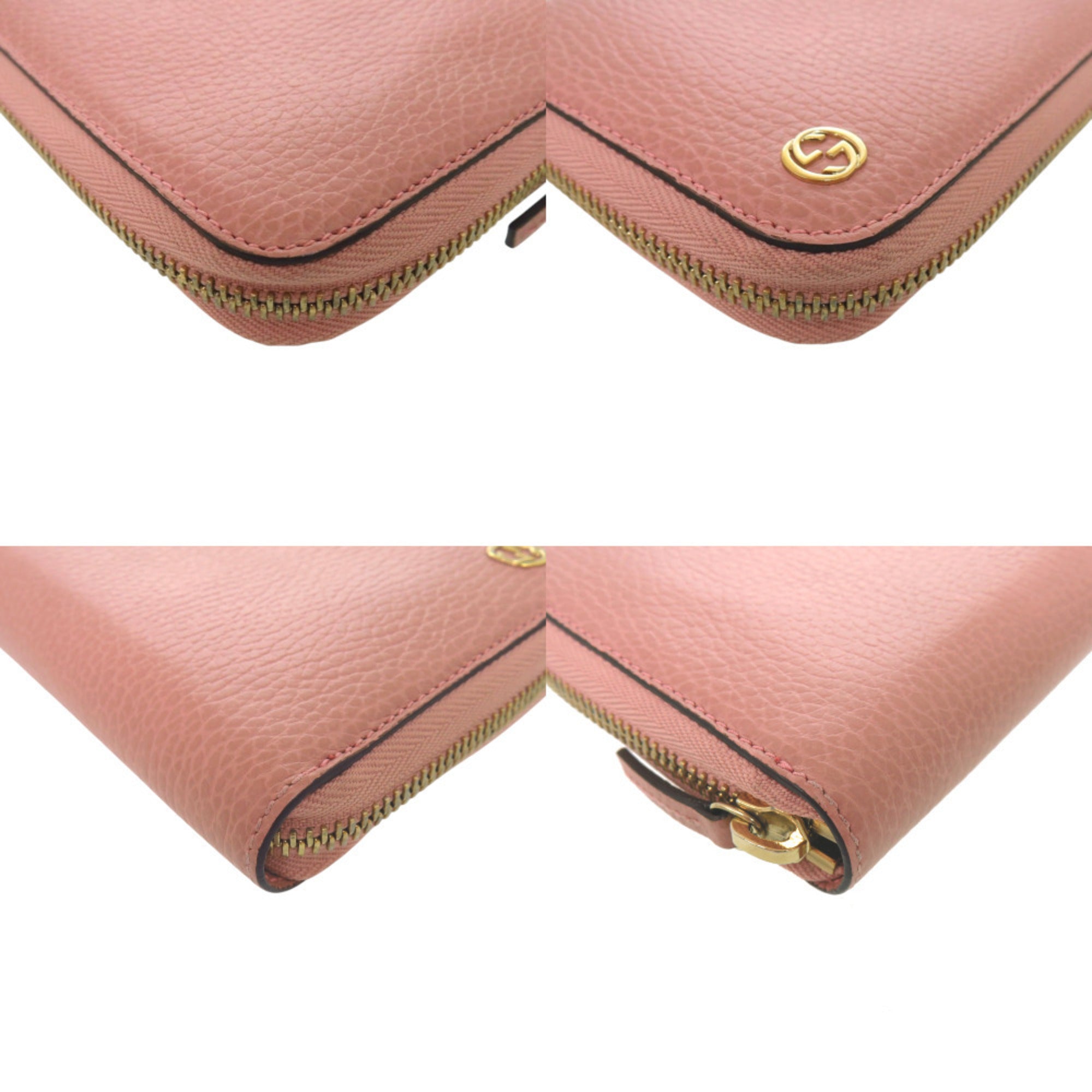 Gucci Pink Leather Long Wallet (Bi-Fold) (Pre-Owned)