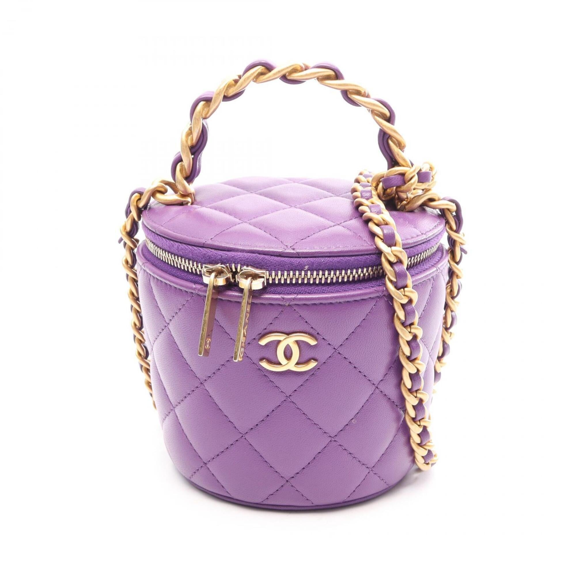 Chanel Purple Leather Handbag Shoulder Bag (Pre-Owned)
