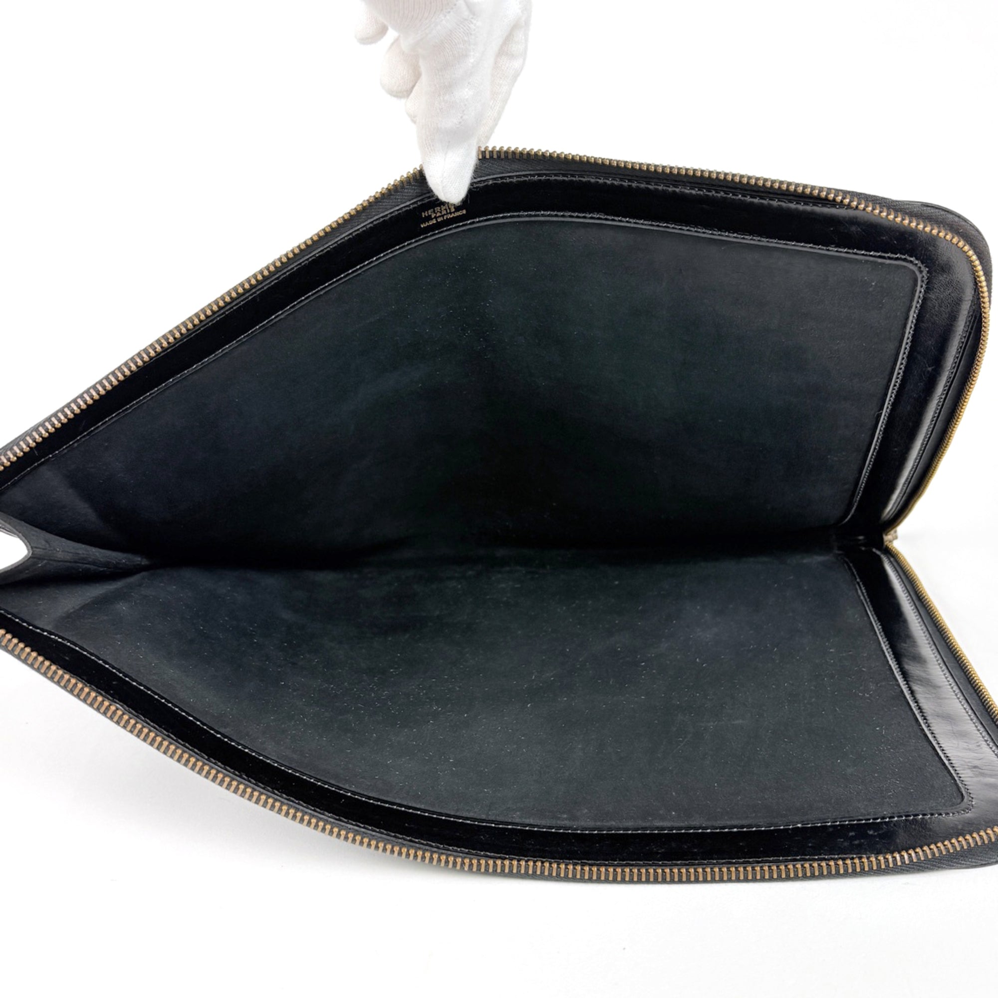 Hermes Black Box Calf Leather Clutch Bag (Pre-Owned)