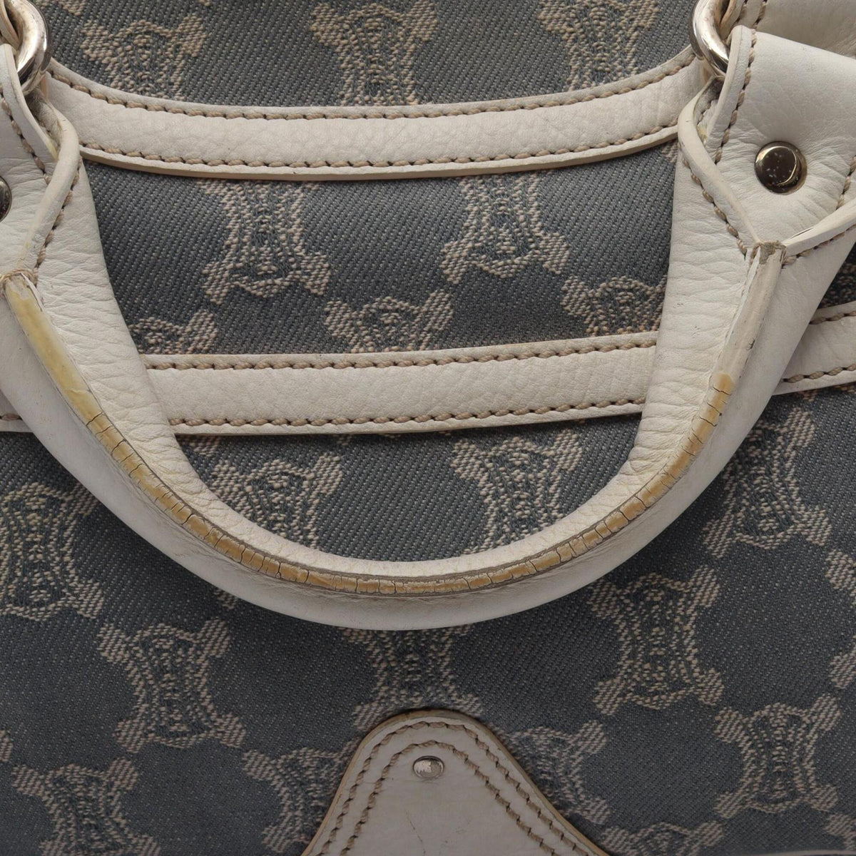 Celine Blue White Denim Leather Handbag (Pre-Owned)