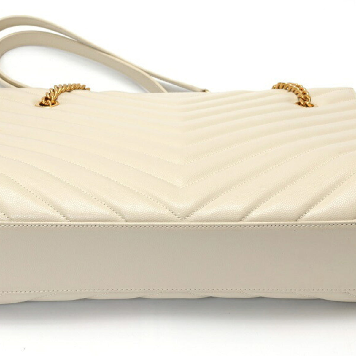 Saint Laurent Ivory Leather Shoulder Bag Tote Bag (Pre-Owned)