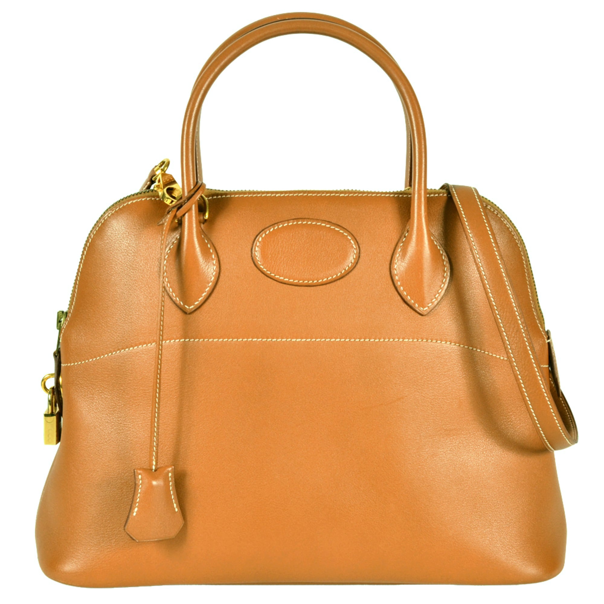 Hermes Bolide Gold Barenia Leather Handbag (Pre-Owned)