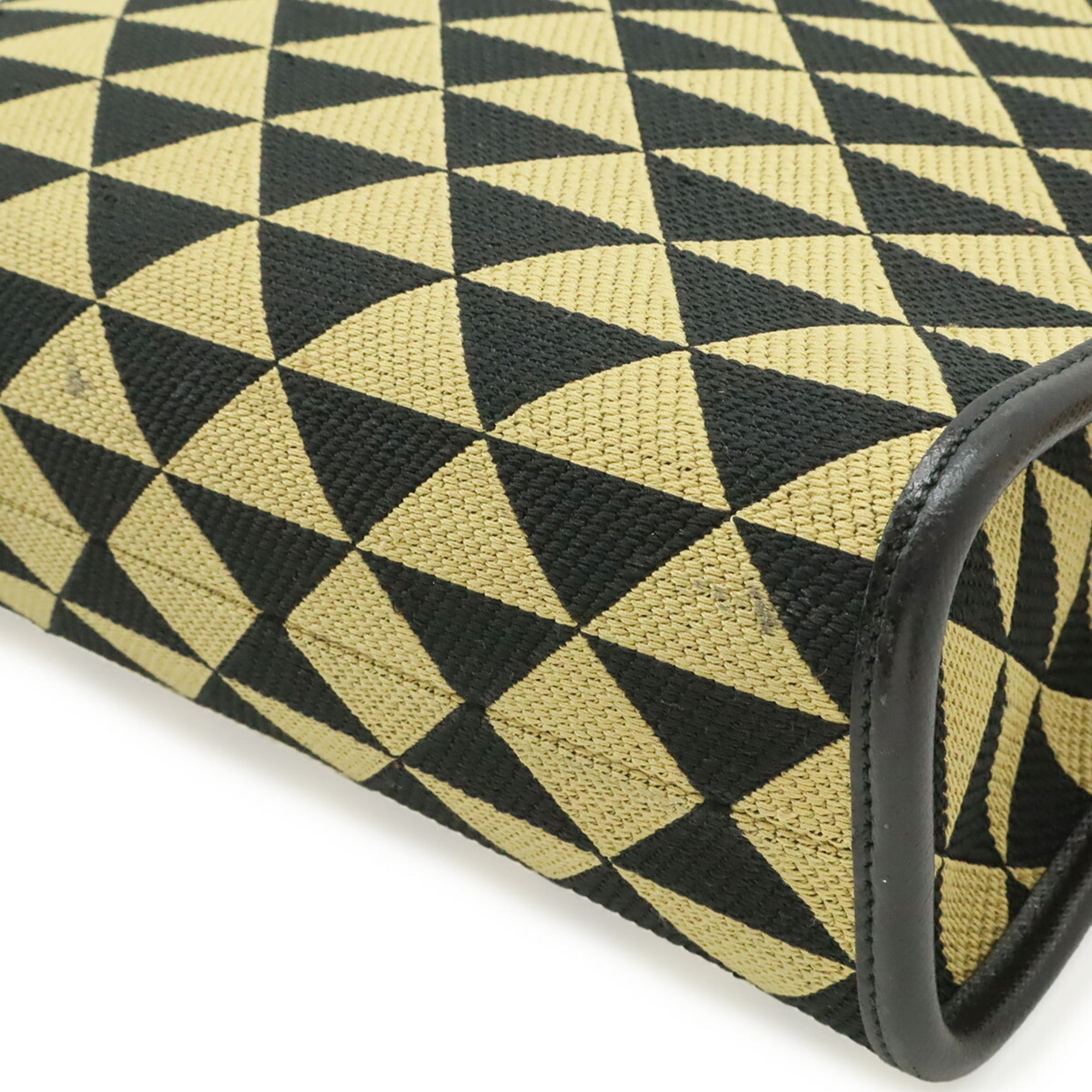 Prada Beige Black Nero Jacquard Leather Handbag Tote Bag (Pre-Owned)