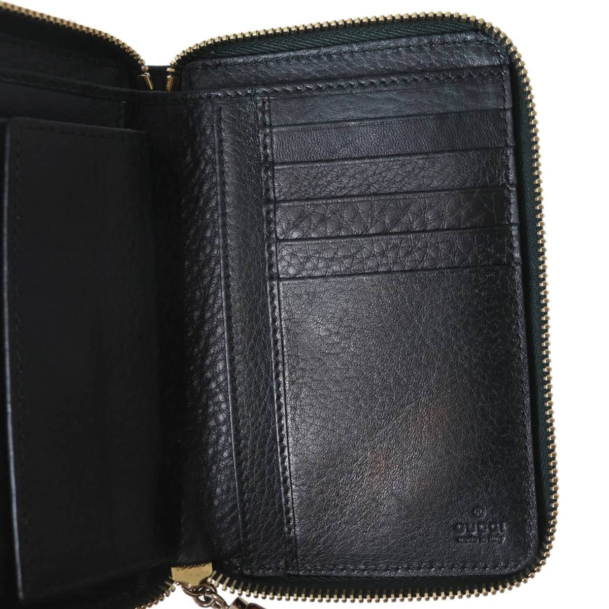 Gucci Diamante Beige Black Canvas Leather Wallet (Bi-Fold) (Pre-Owned)