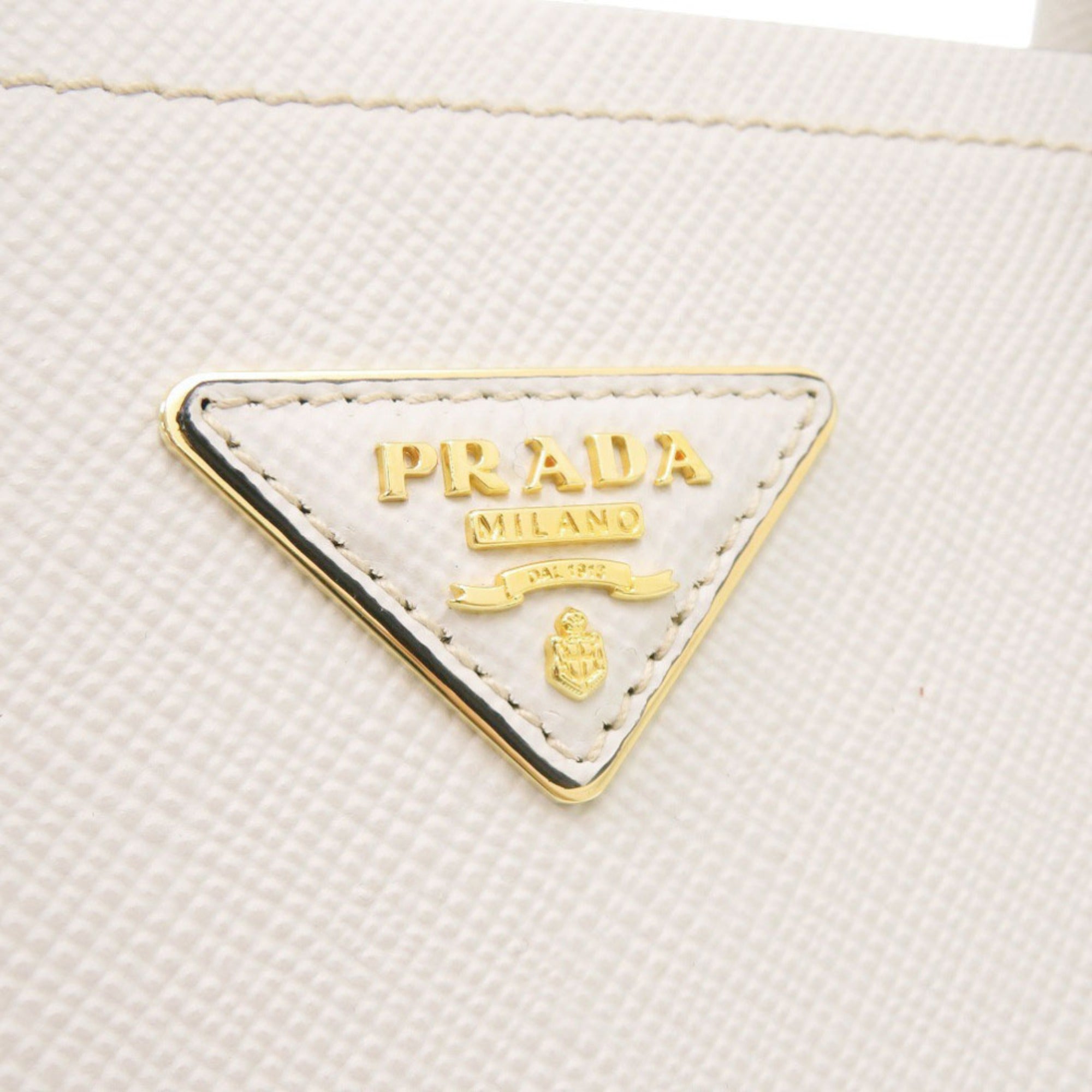 Prada Ivory Red Color Leather Handbag (Pre-Owned)