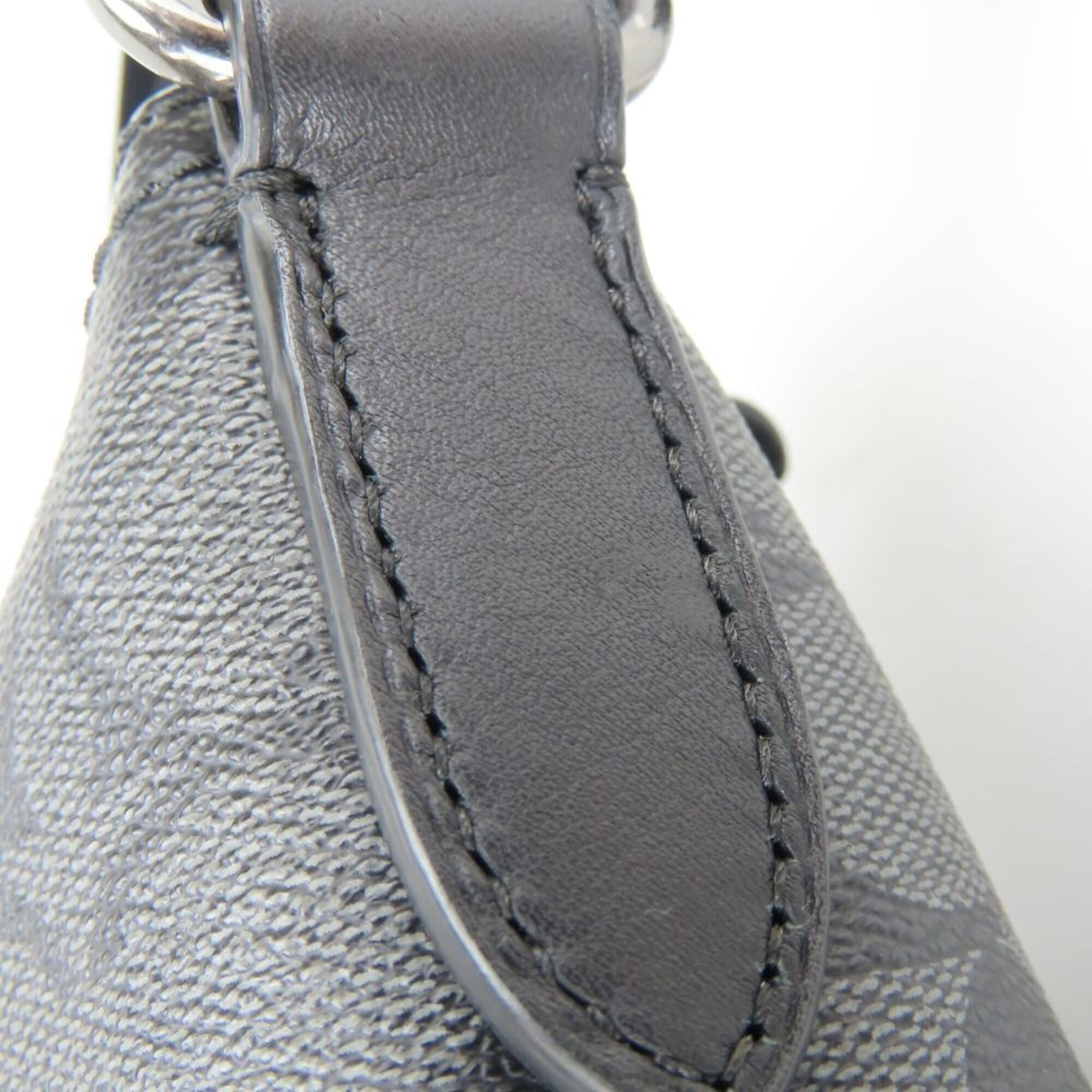 Coach Black Dark Gray Pvc Coated Canvas Leather Shoulder Bag (Pre-Owned)