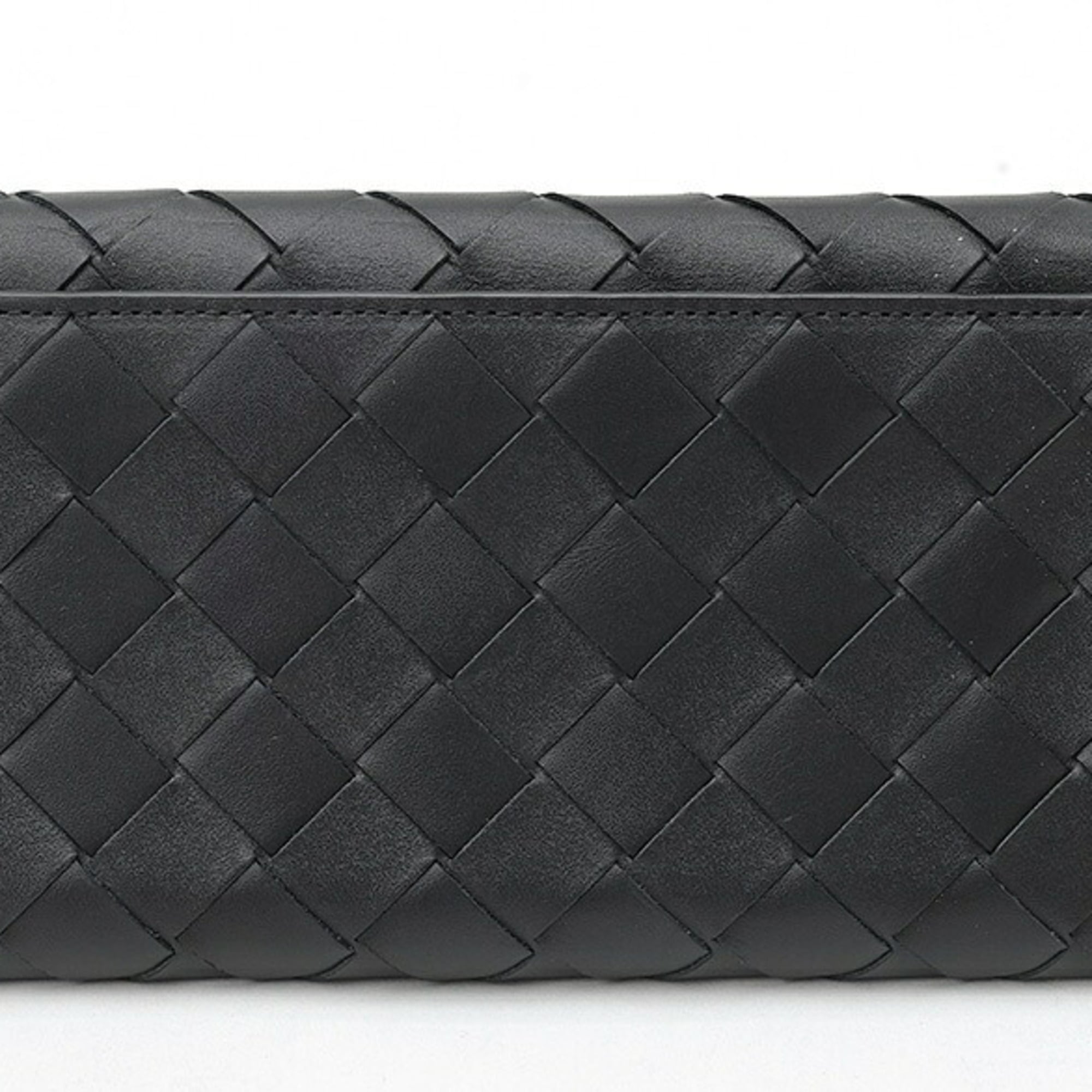 Bottega Veneta Black Green Leather Long Wallet (Bi-Fold) (Pre-Owned)