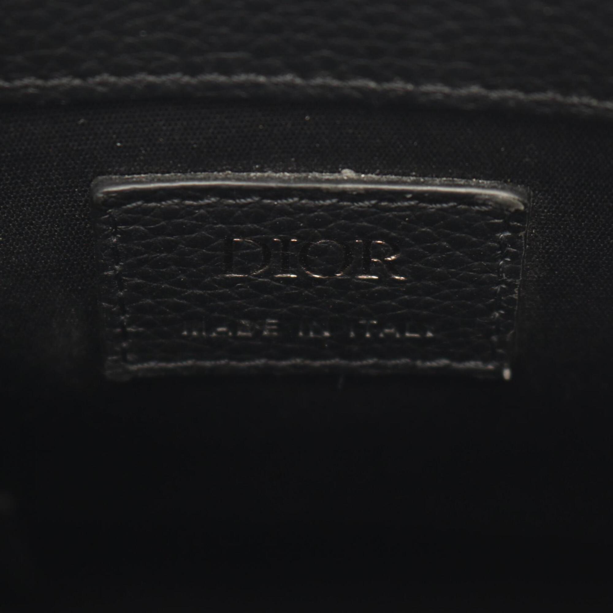 Christian Dior Beige Black Canvas Leather Handbag (Pre-Owned)