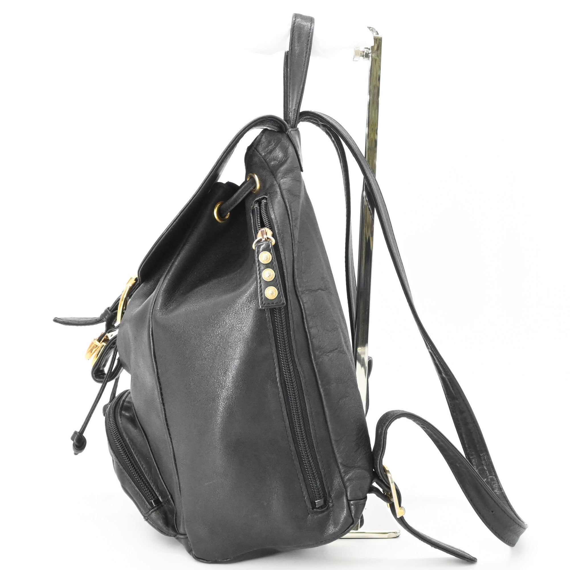 Versace Black Leather Backpack (Pre-Owned)