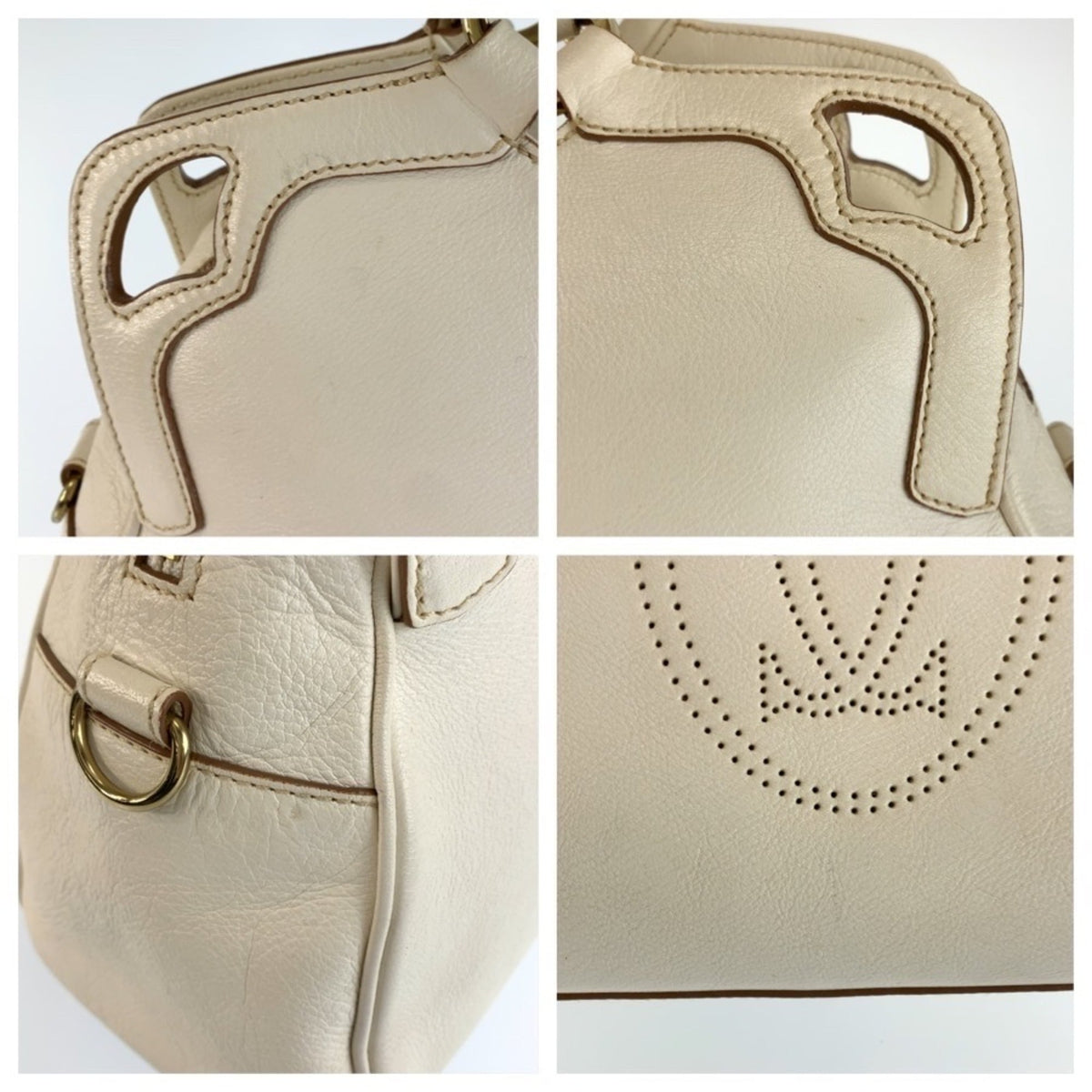 Cartier Marcello White Leather Handbag Shoulder Bag (Pre-Owned)
