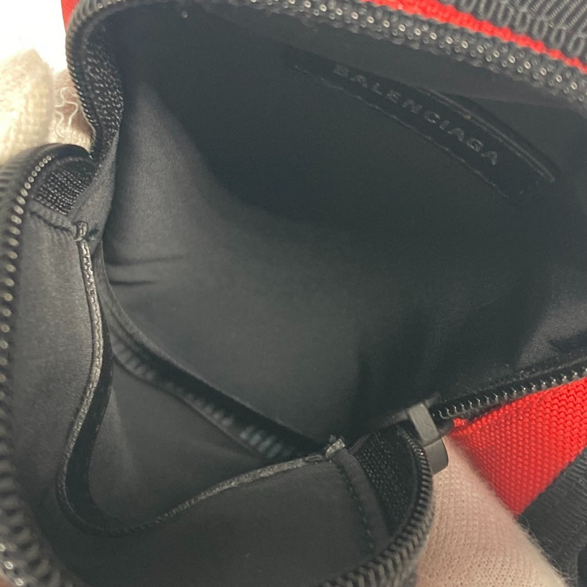 Balenciaga Black Red Color Nylon Pouch (Pre-Owned)