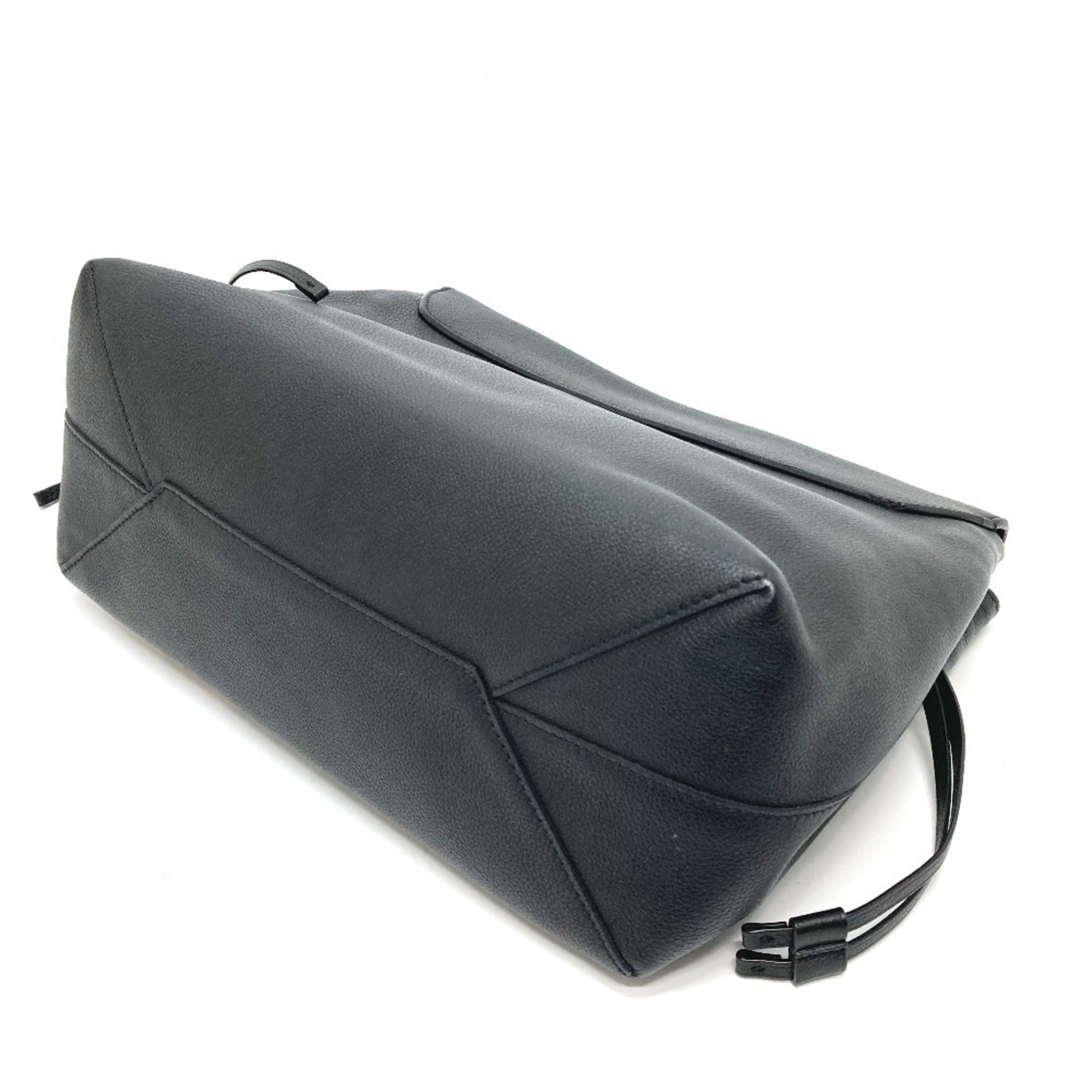 Louis Vuitton Black Leather Handbag Shoulder Bag (Pre-Owned)