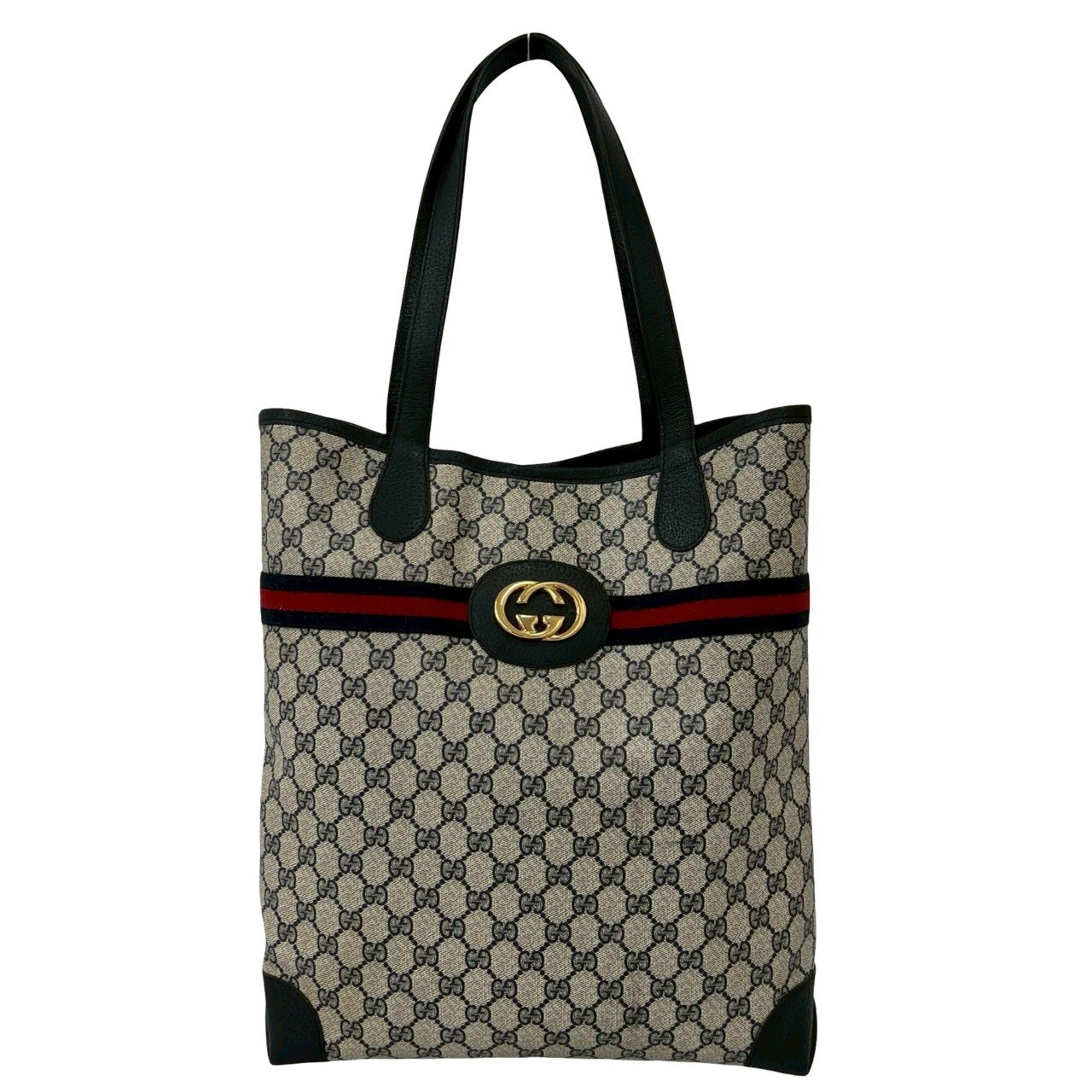 Gucci Navy Red Color Pvc Leather Handbag Tote Bag (Pre-Owned)