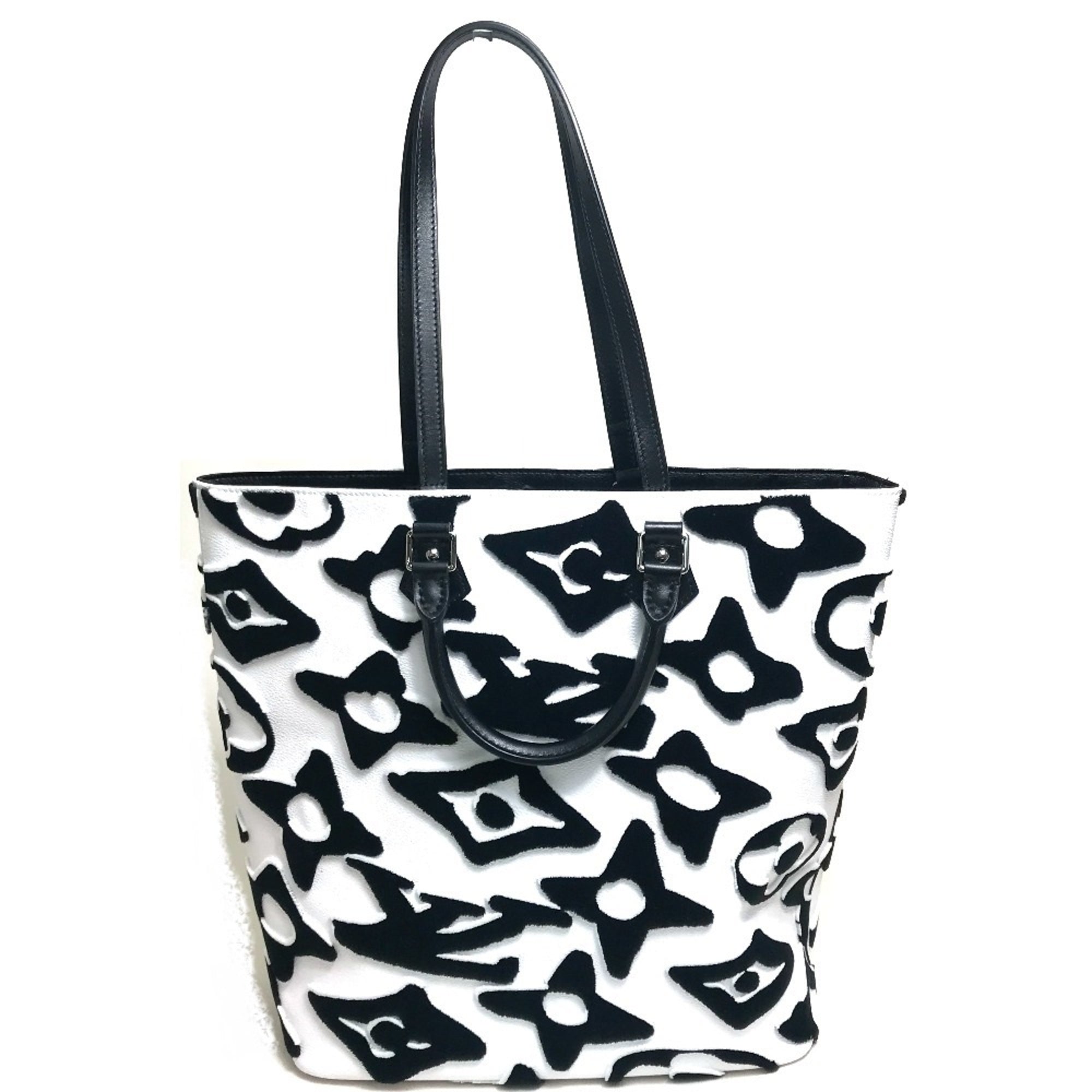Louis Vuitton Black White Coated Canvas Handbag Tote Bag (Pre-Owned)