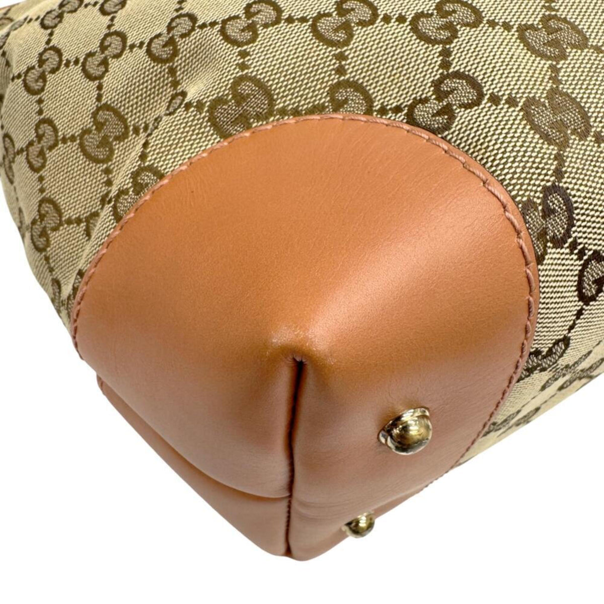 Gucci Beige Pink Beige Canvas Shoulder Bag (Pre-Owned)