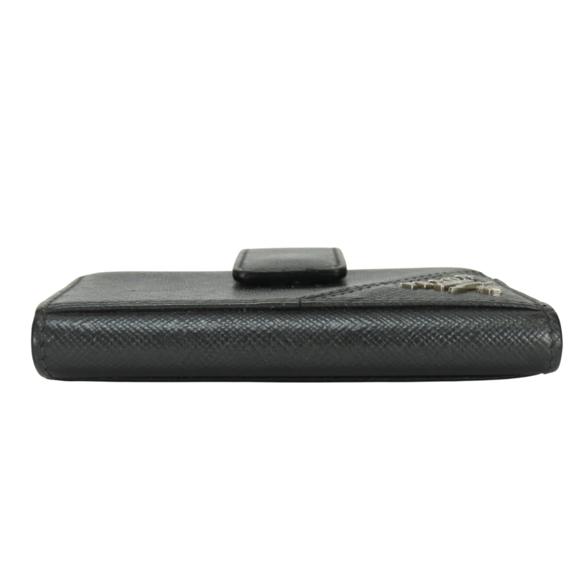 Prada Black Metallic Gray Leather Bill Wallet (Bi-Fold) (Pre-Owned)