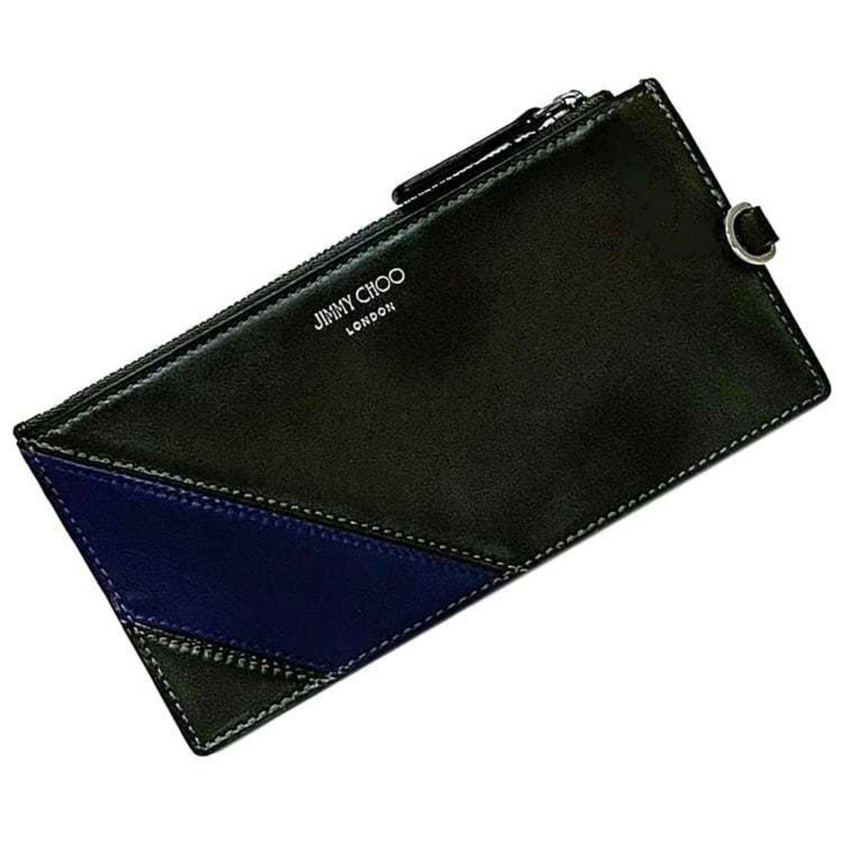 Jimmy Choo Khaki Navy Leather Coin Purse/Coin Case (Pre-Owned)