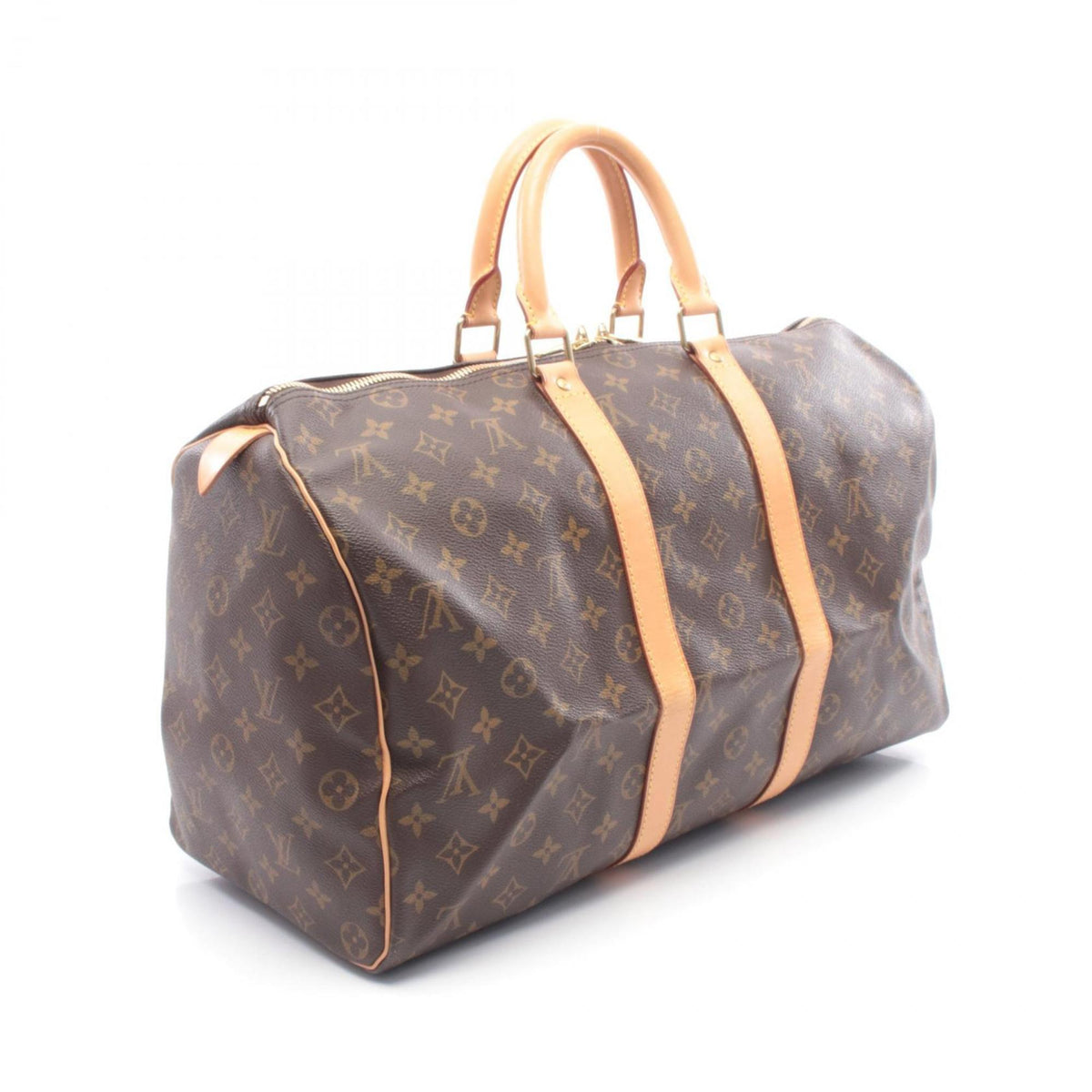 Louis Vuitton Brown Coated Canvas Leather Boston Bag Handbag (Pre-Owned)