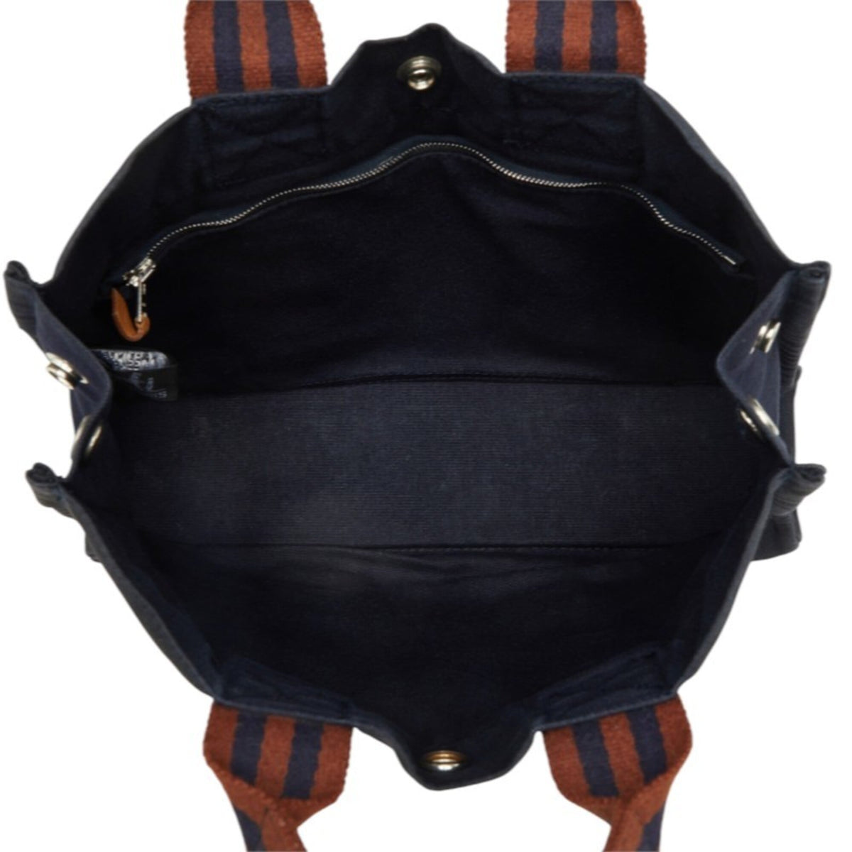 Hermes Brown Navy Cotton Handbag Tote Bag (Pre-Owned)