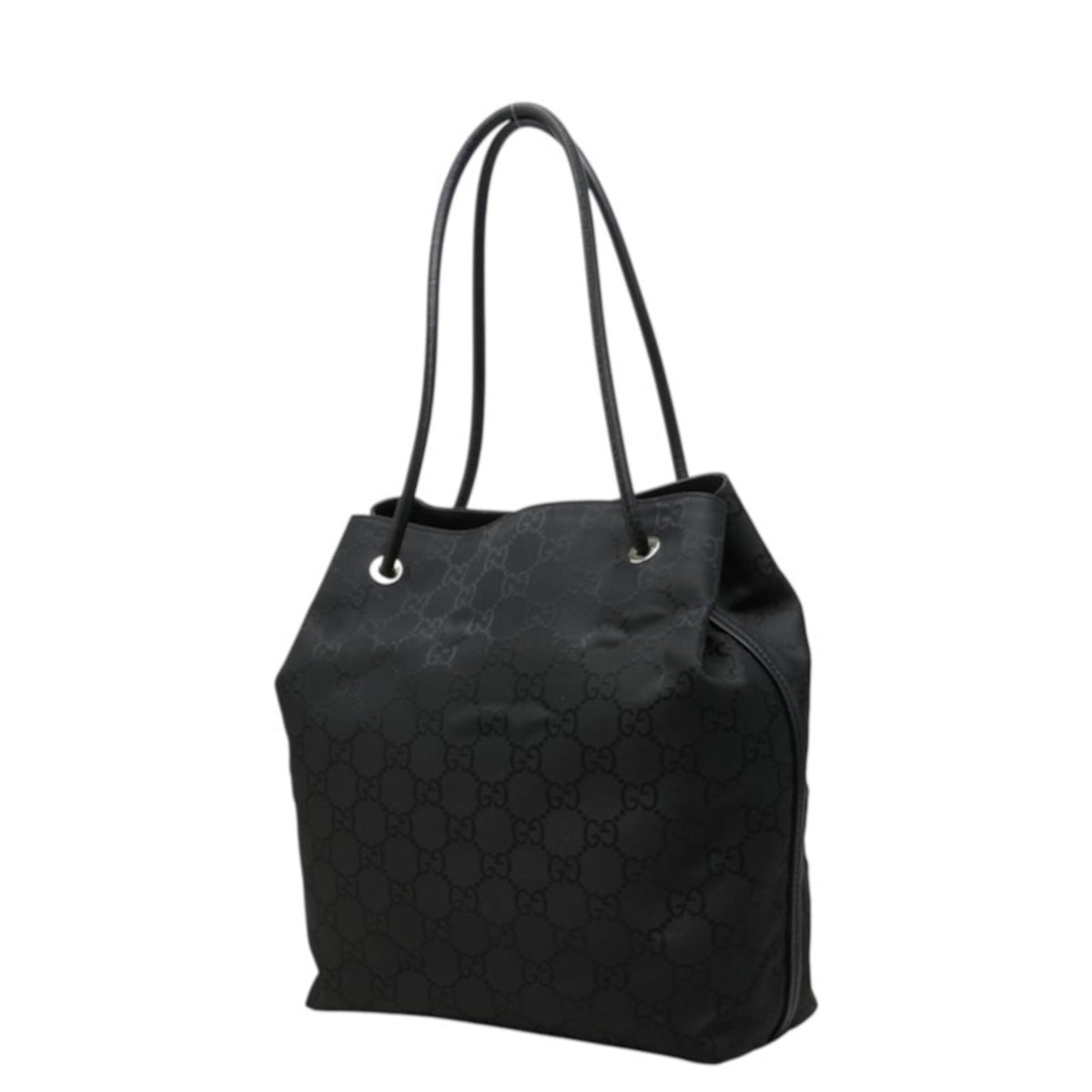 Gucci Black Nylon Leather Shoulder Bag Tote Bag (Pre-Owned)