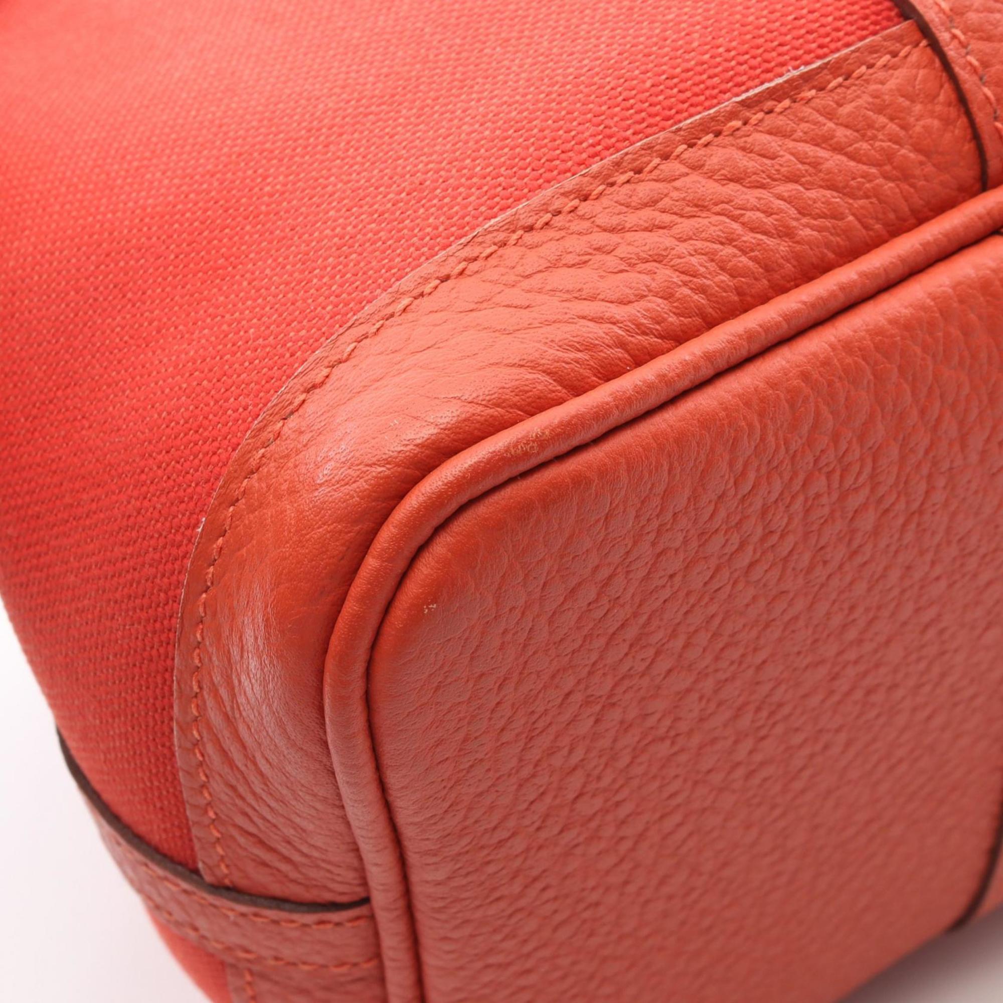 Hermes Red Color Canvas Handbag Tote Bag (Pre-Owned)