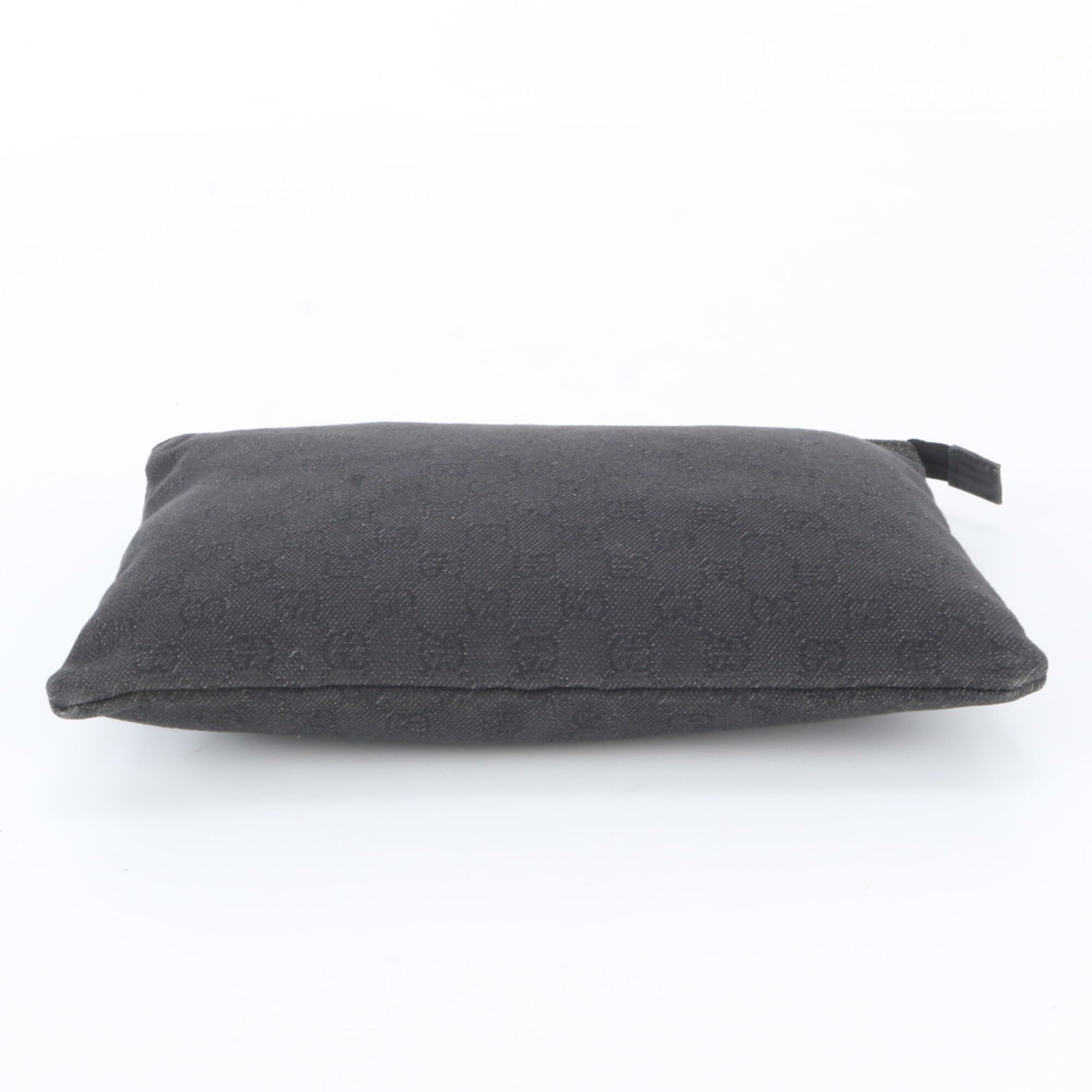 Gucci Black Gray Leather Canvas Clutch Bag Pouch (Pre-Owned)