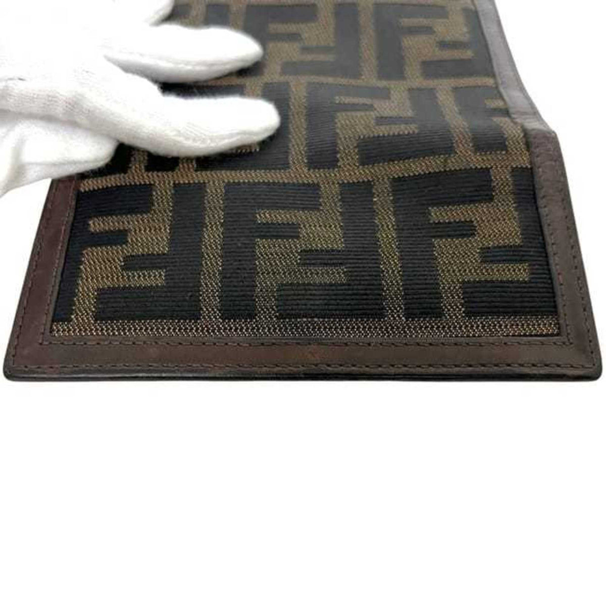 Fendi Brown Khaki Canvas Leather Wallet (Tri-Fold) (Pre-Owned)