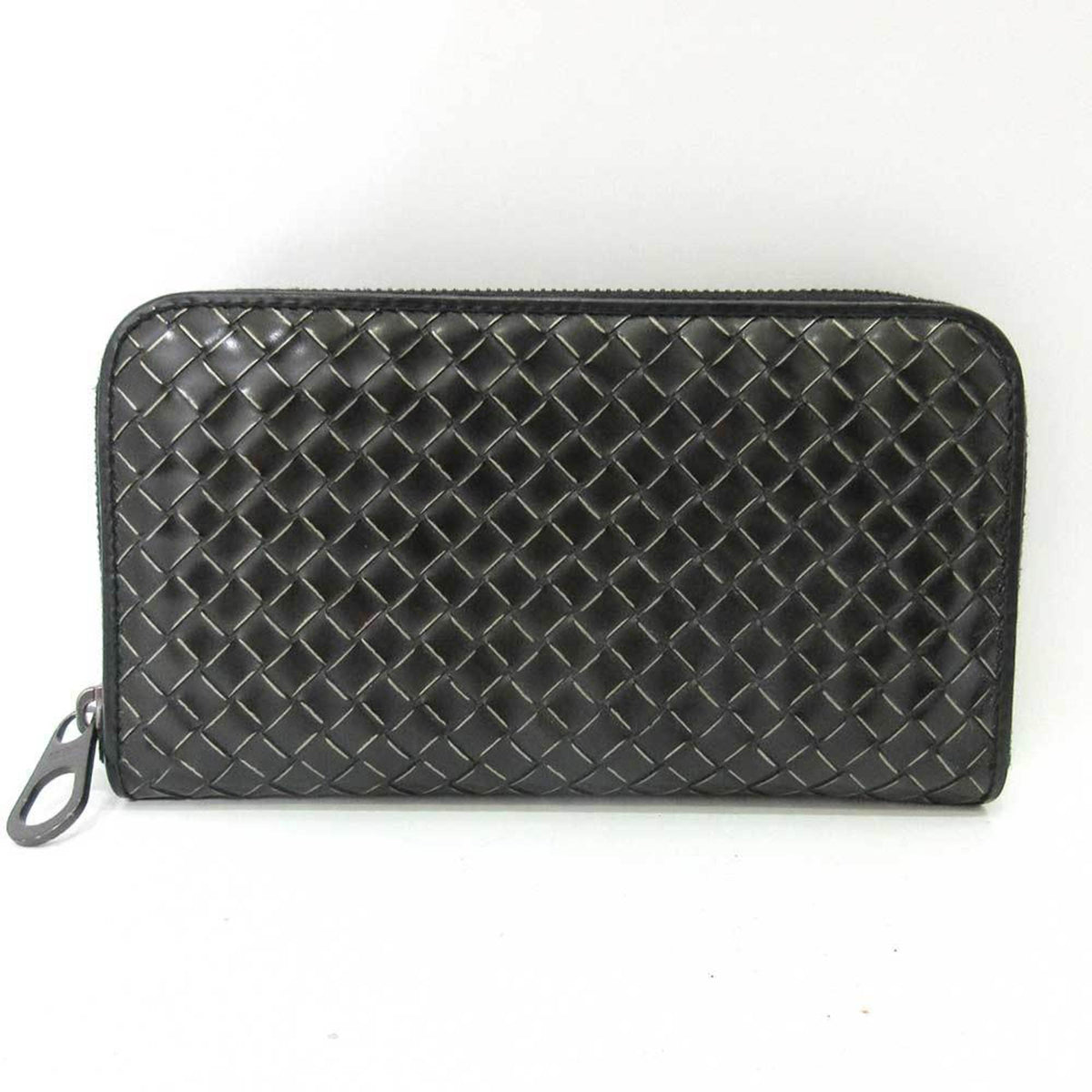 Bottega Veneta Intrecciato Black Leather Long Wallet (Bi-Fold) (Pre-Owned)