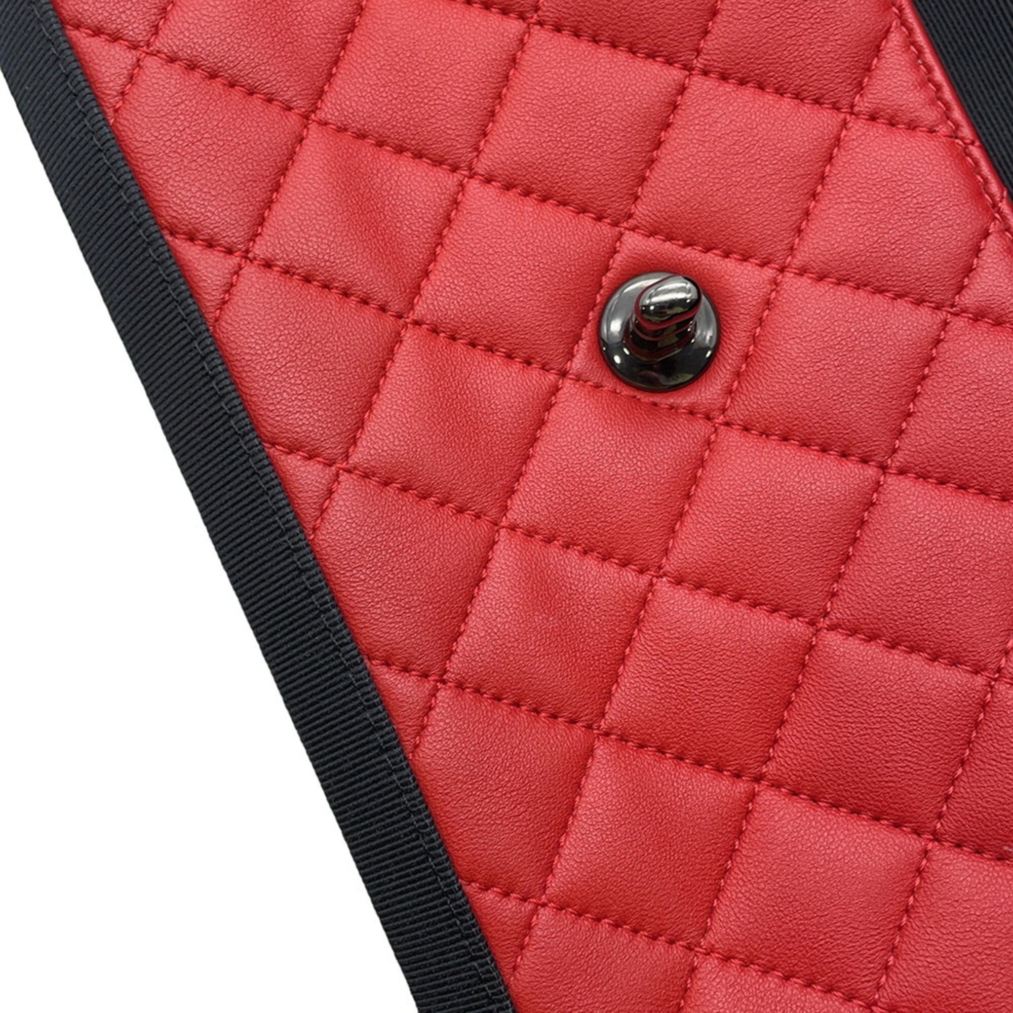 Chanel Black Red Color Leather Shoulder Bag (Pre-Owned)
