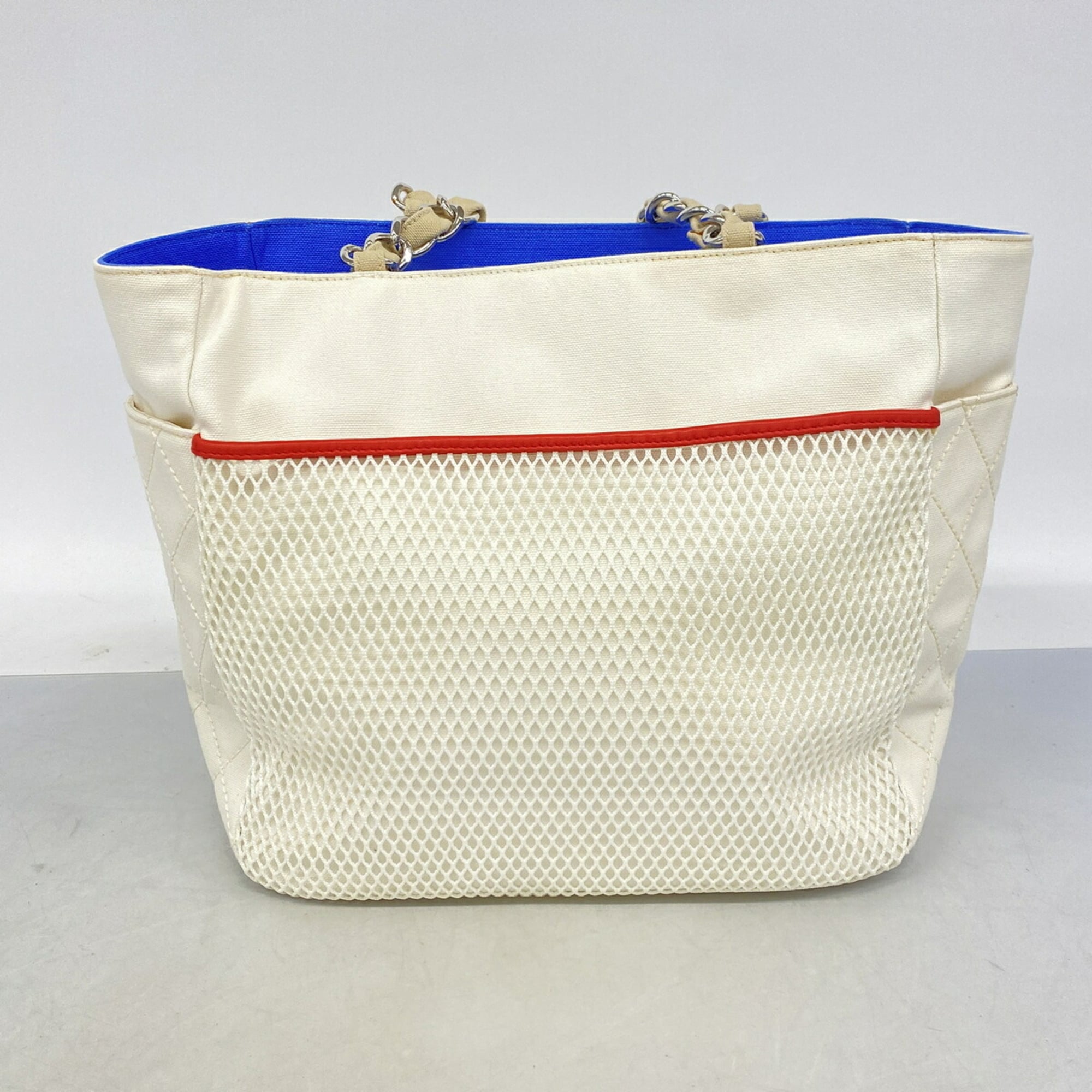 Chanel Multi-Color White Canvas Tote Bag (Pre-Owned)