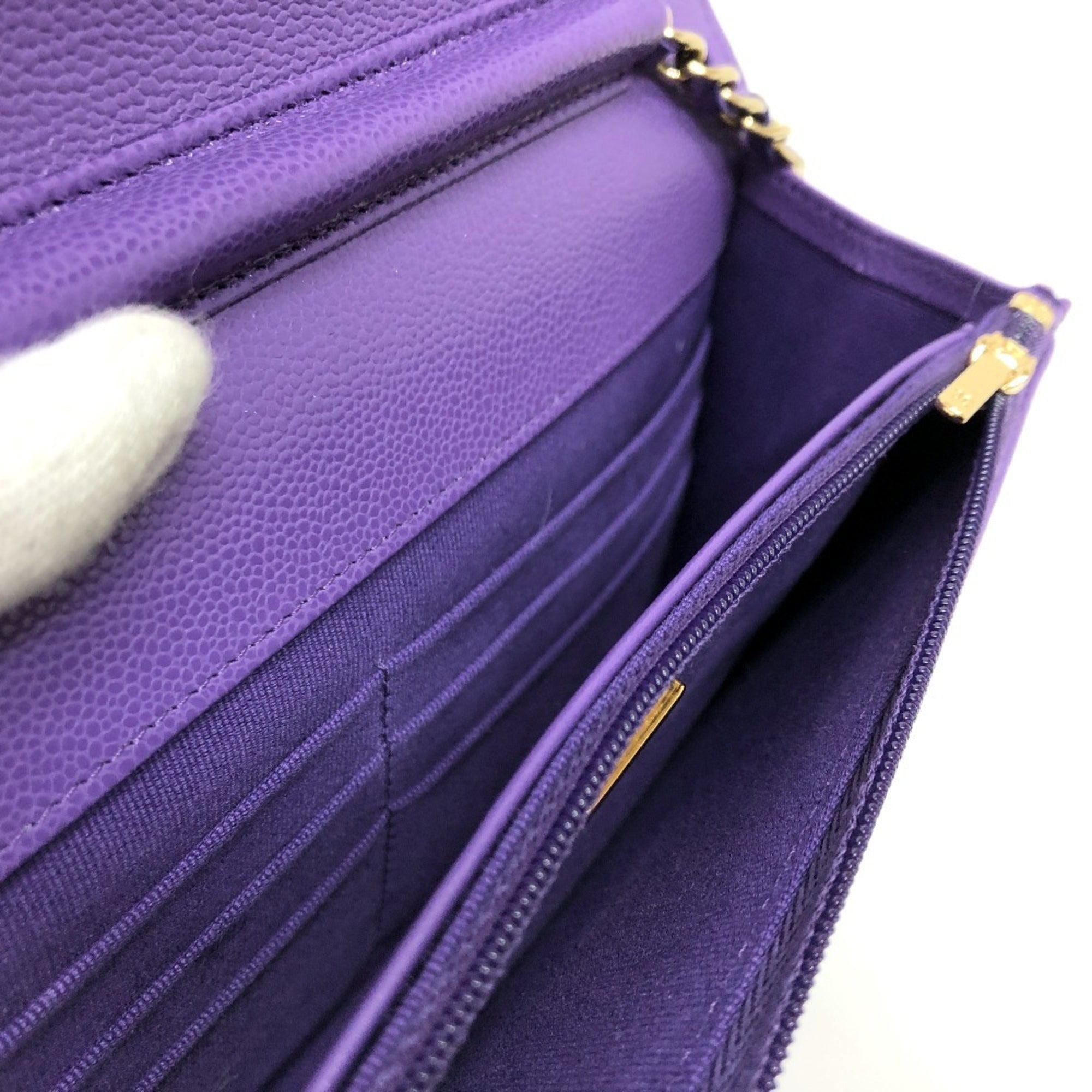 Chanel Matelasse Purple Caviar Leather Shoulder Bag (Pre-Owned)