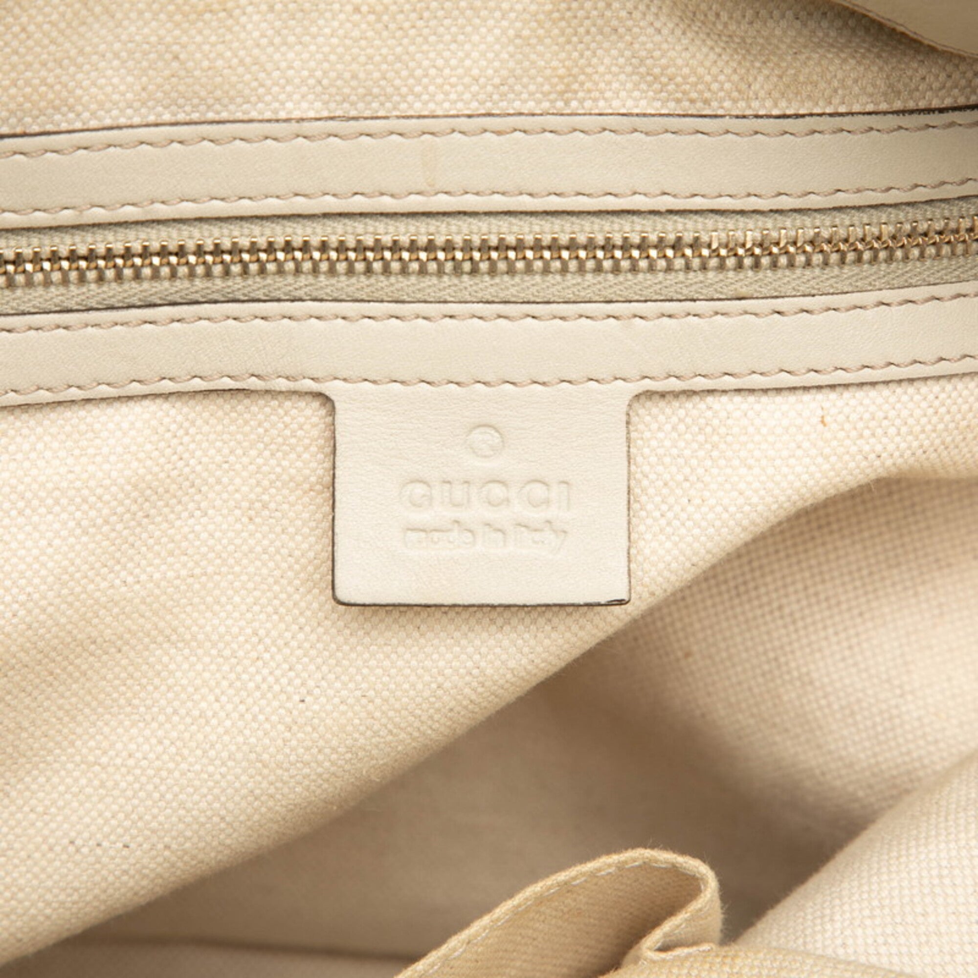 Gucci Beige Leather Shoulder Bag Tote Bag (Pre-Owned)