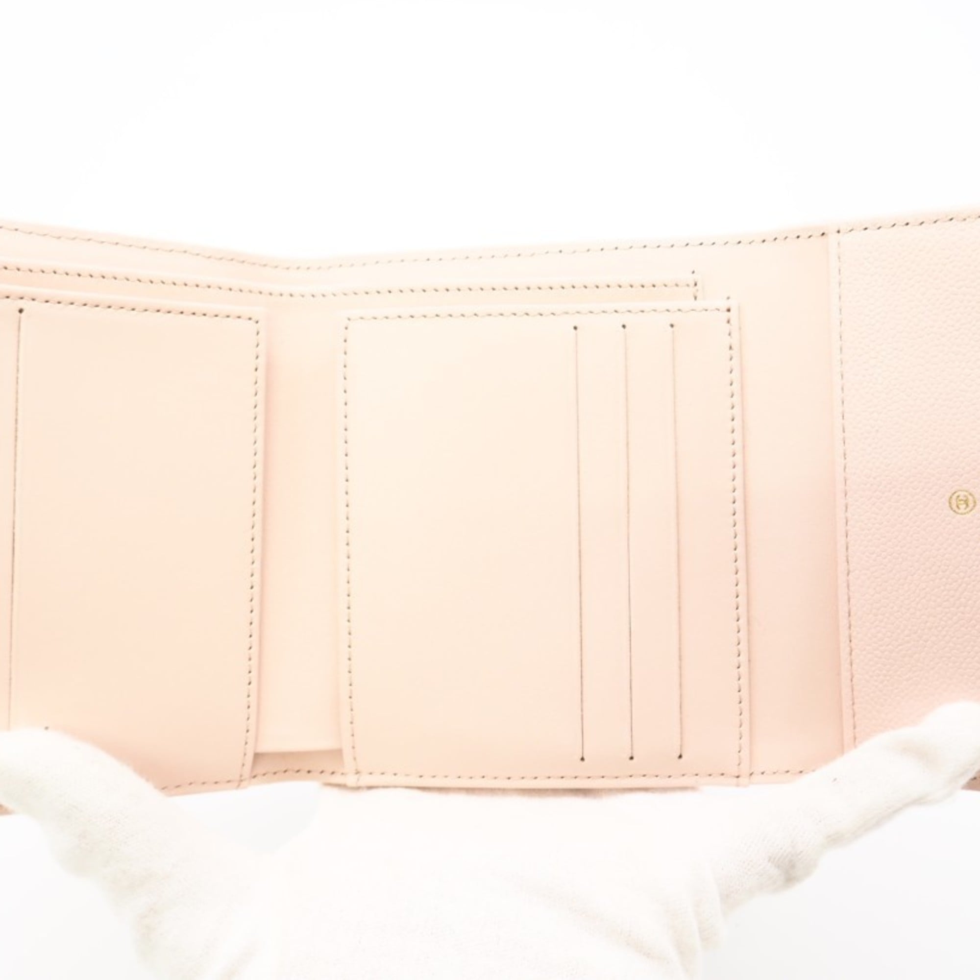Chanel Matelasse Pink Leather Wallet (Tri-Fold) (Pre-Owned)