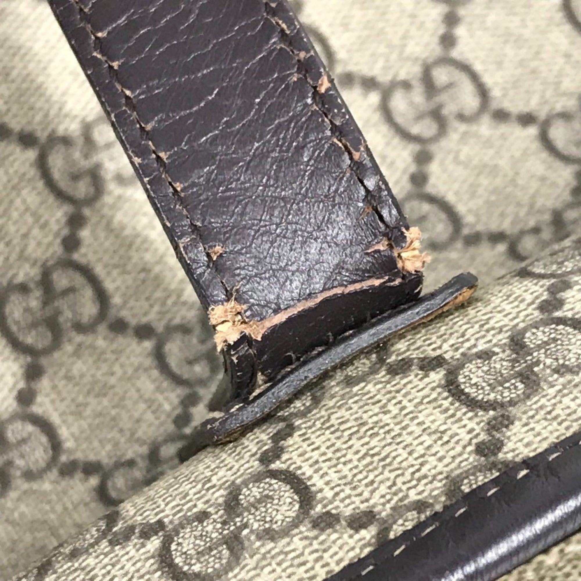 Gucci Beige Dark Brown Gg Supreme Leather Shoulder Bag Tote Bag (Pre-Owned)
