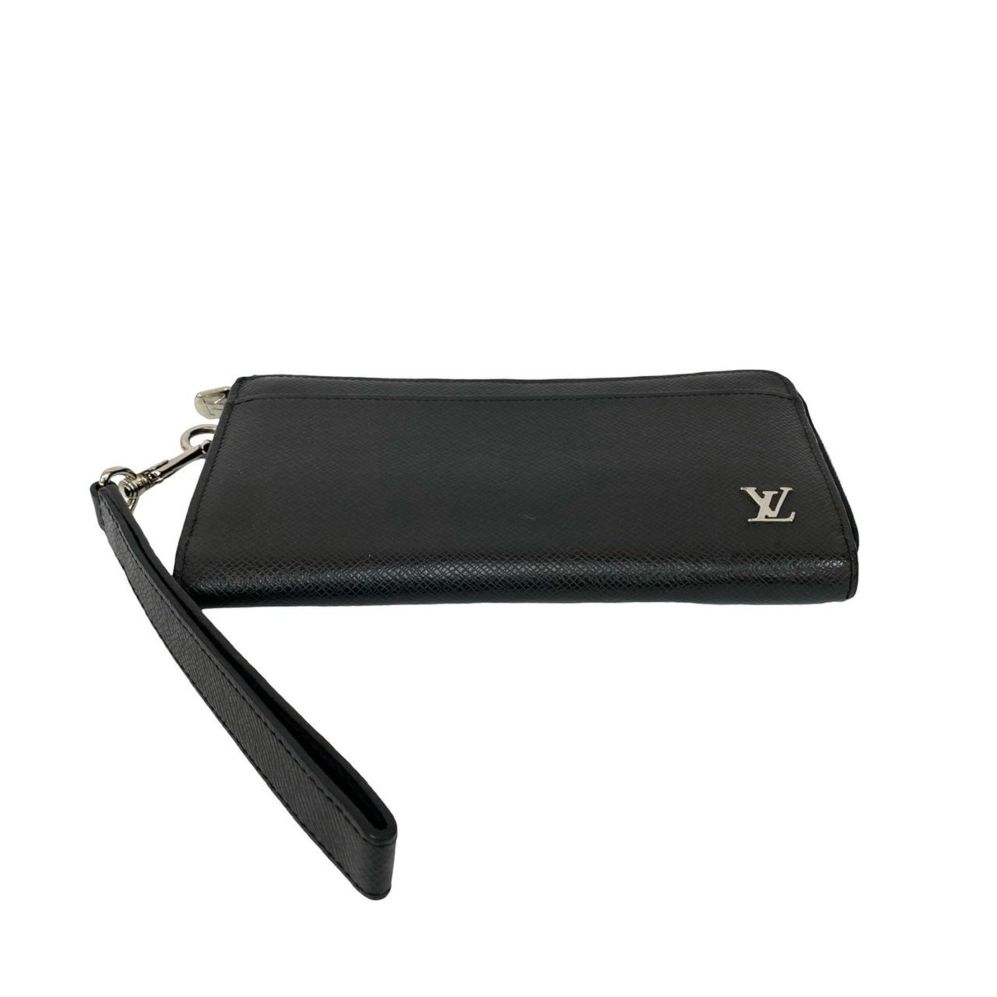 Louis Vuitton Black Leather Long Wallet (Bi-Fold) (Pre-Owned)