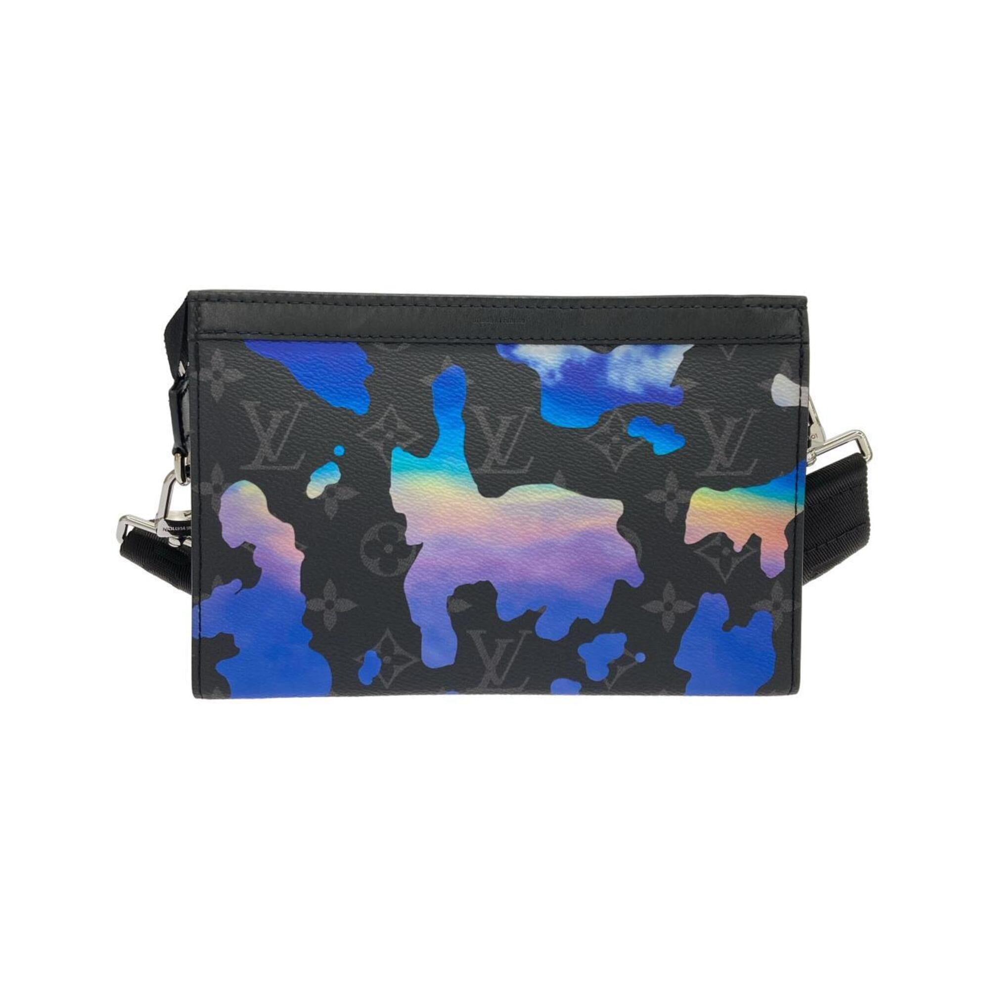 Louis Vuitton Black Blue Coated Canvas Pouch Shoulder Bag (Pre-Owned)