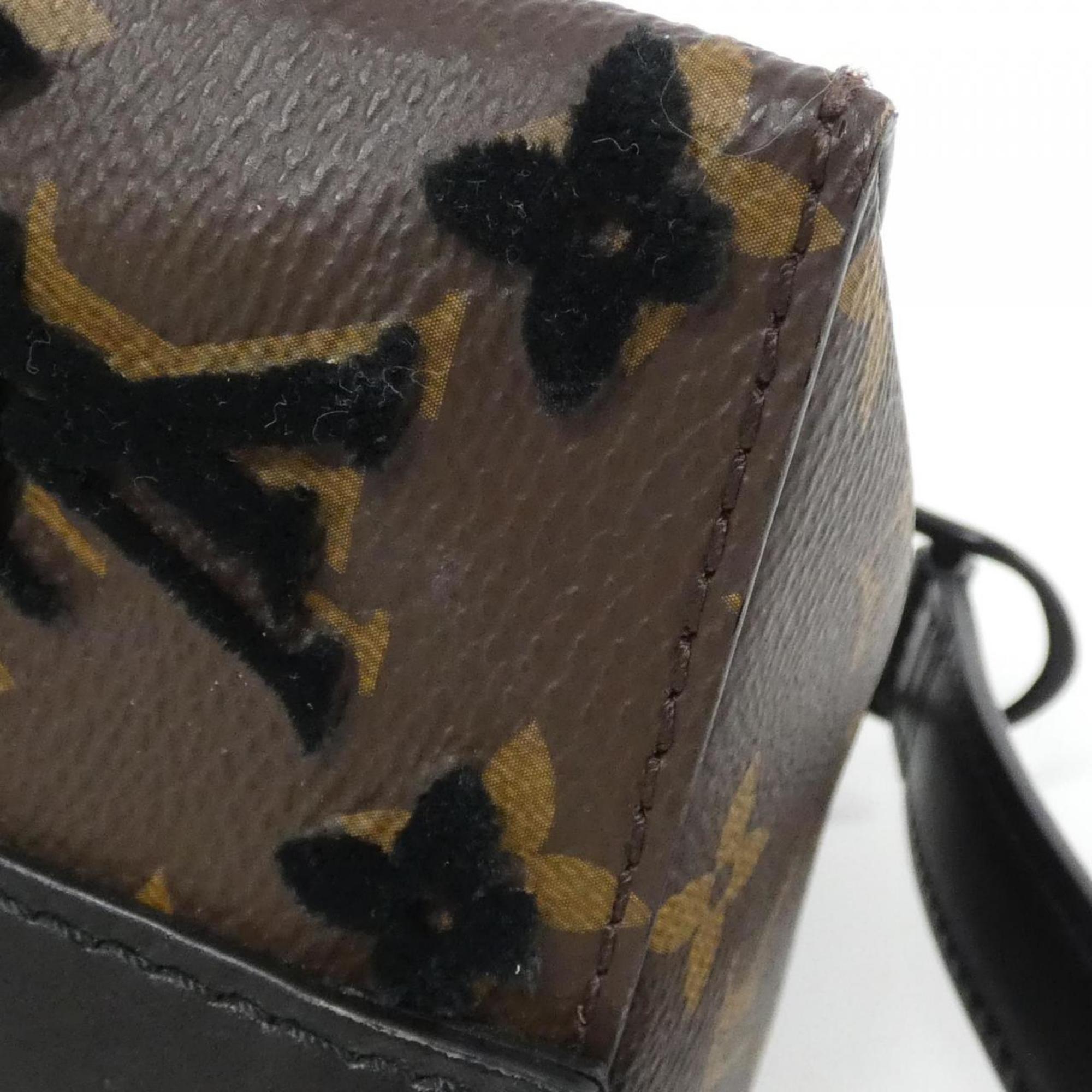 Louis Vuitton Black Brown Dark Brown Coated Canvas Shoulder Bag (Pre-Owned)