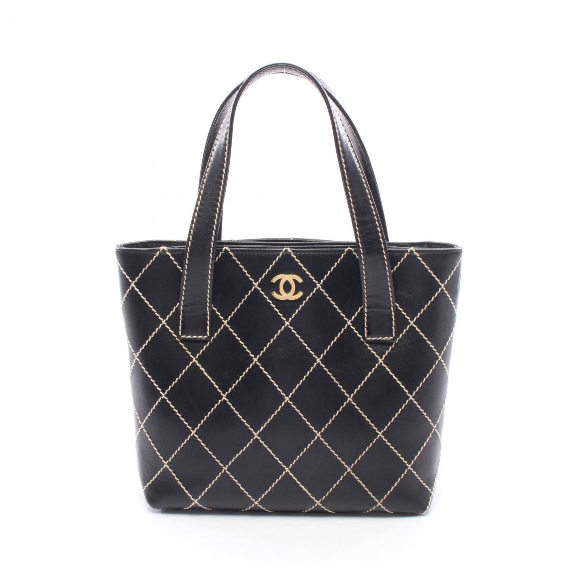 Chanel Black Leather Handbag Tote Bag (Pre-Owned)