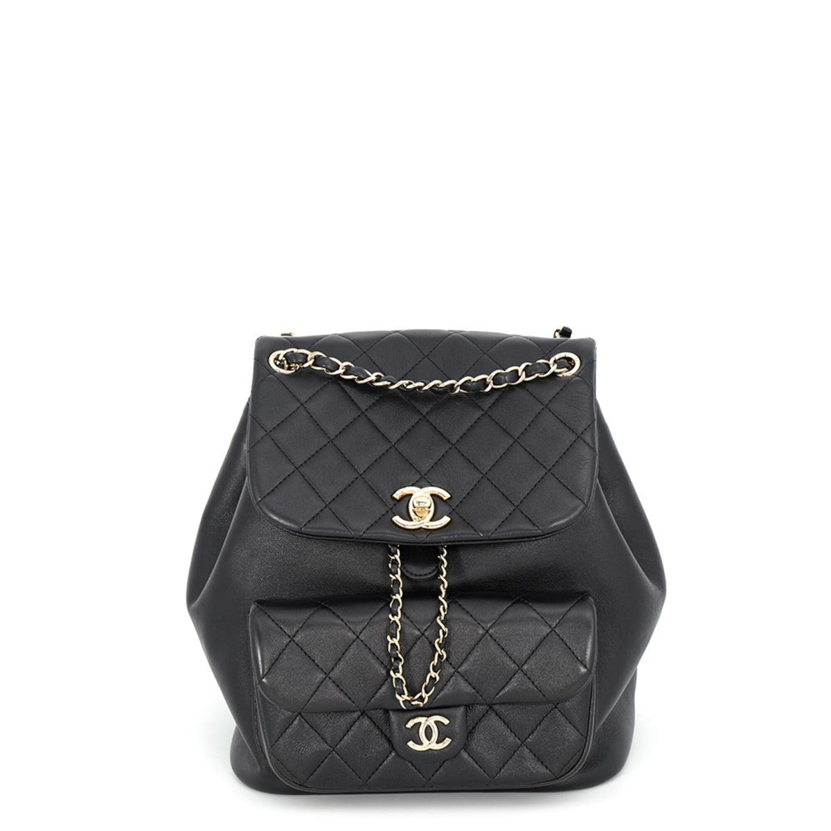 Chanel Matelasse Black Leather Backpack (Pre-Owned)
