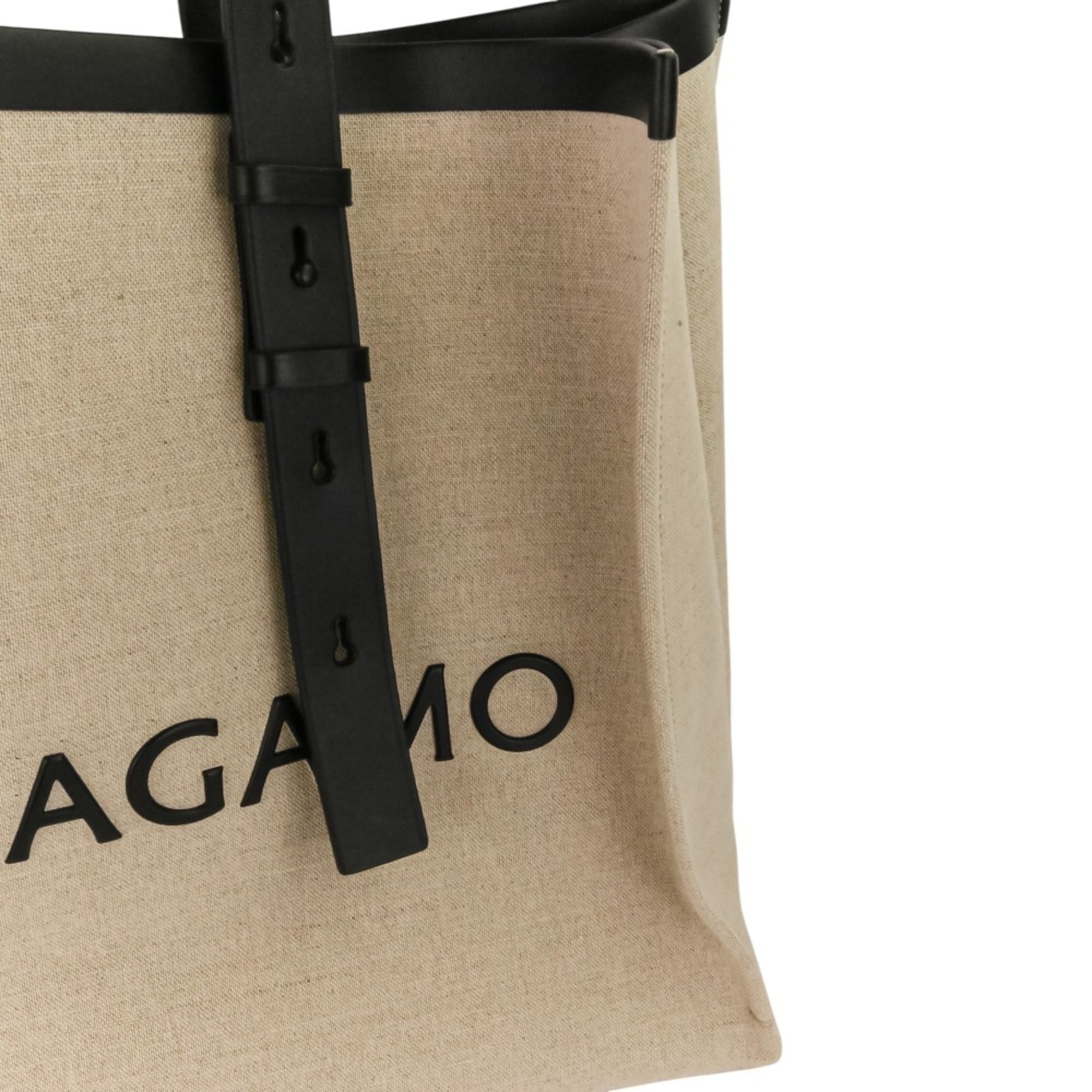 Salvatore Ferragamo Beige Black Pouch Tote Bag (Pre-Owned)