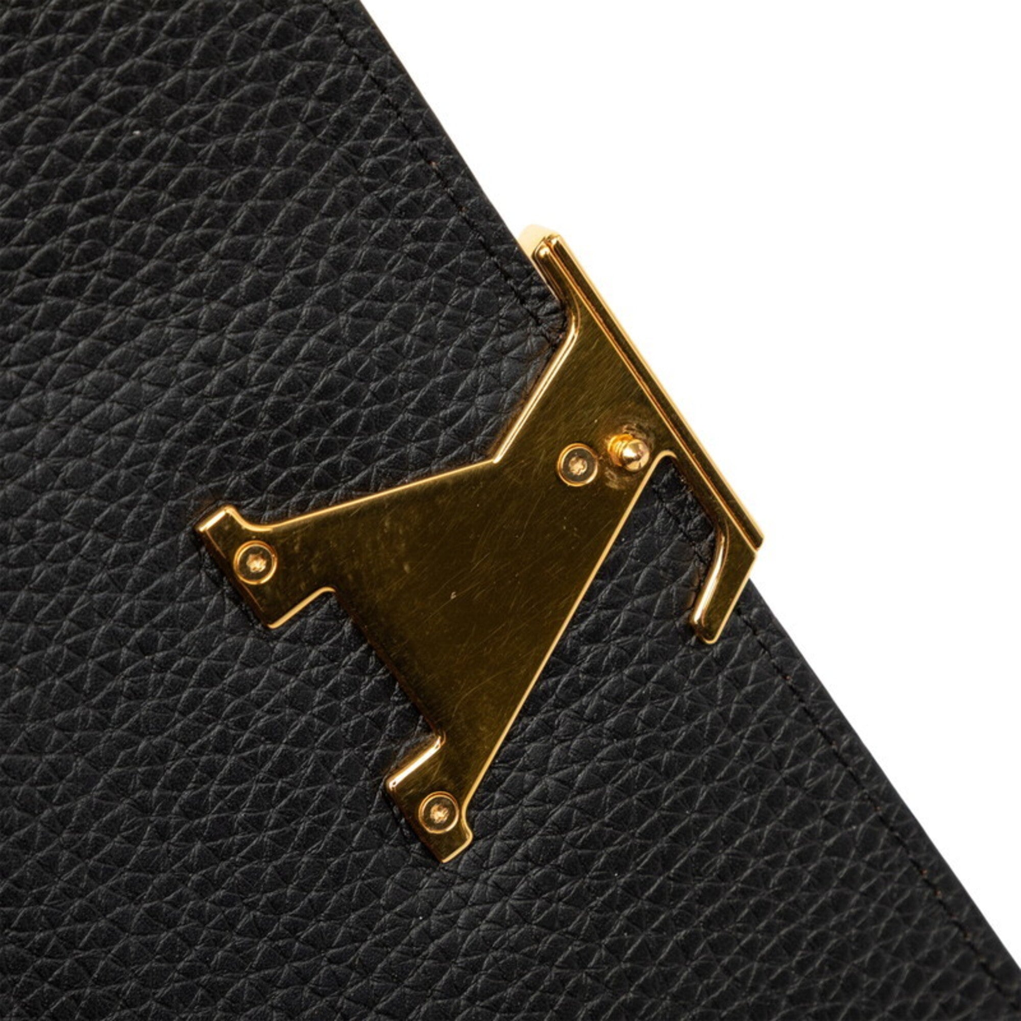 Louis Vuitton Black Noir Leather Long Wallet (Bi-Fold) (Pre-Owned)