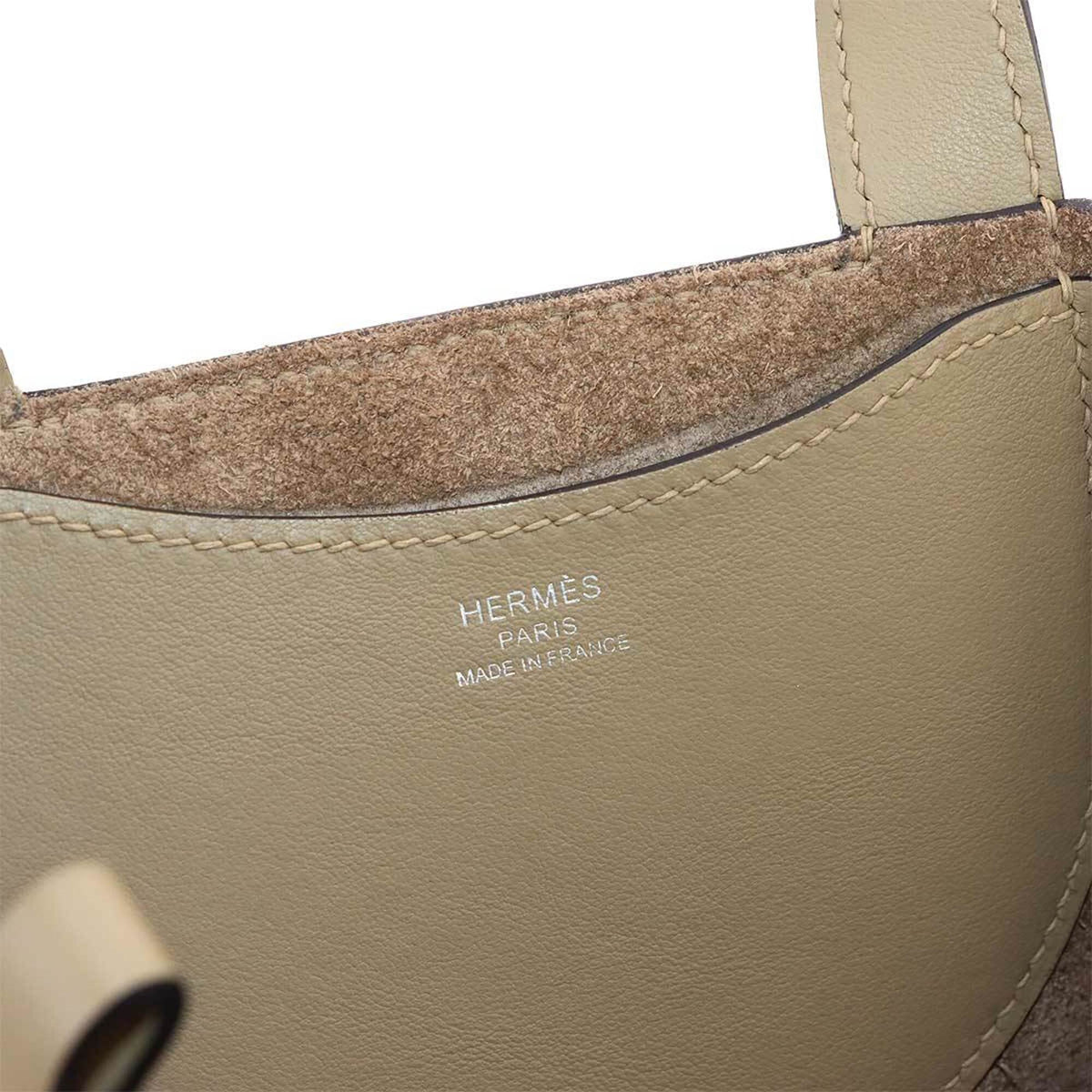 Hermes Silver Taurillon Clemence Leather Swift Leather Handbag (Pre-Owned)