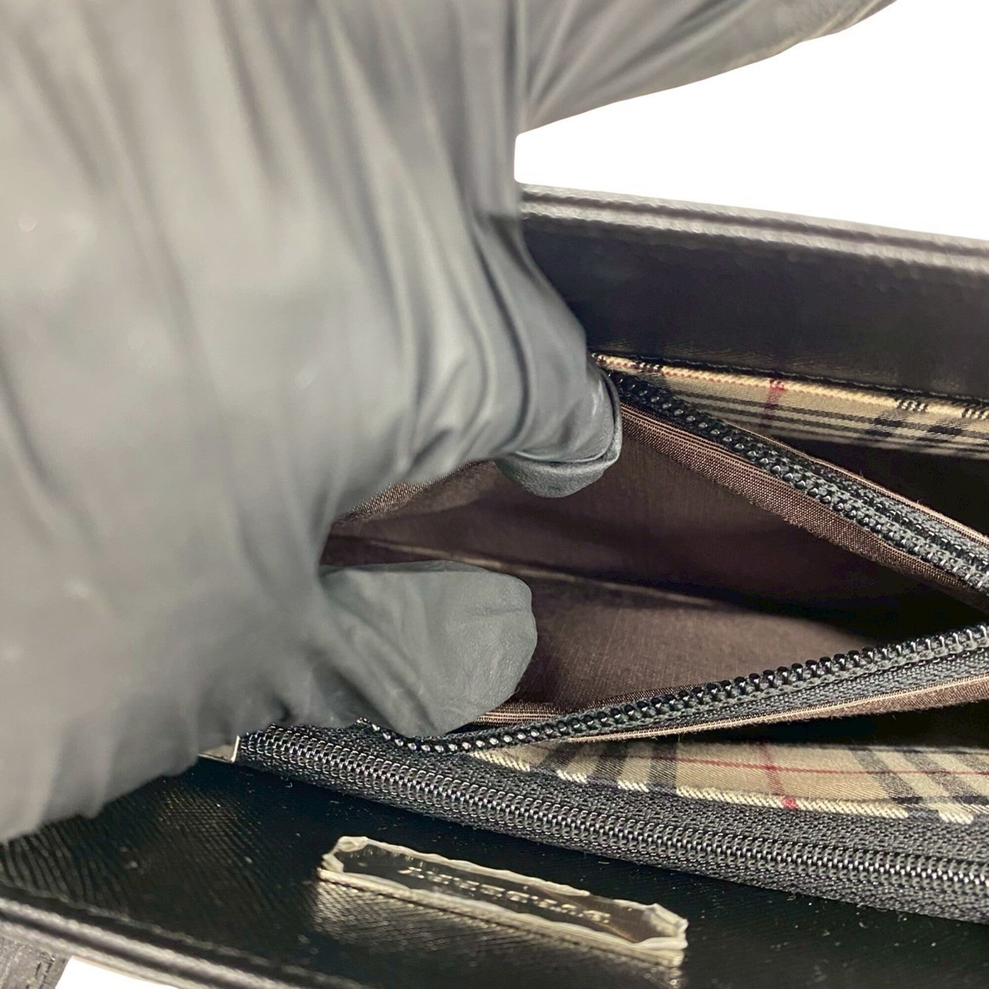 Burberry Black Leather Boston Bag Handbag Tote Bag (Pre-Owned)