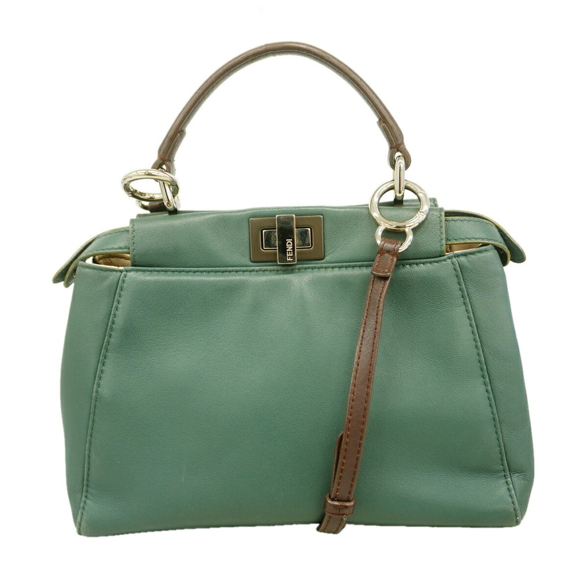 Fendi Moss Green Leather Handbag (Pre-Owned)