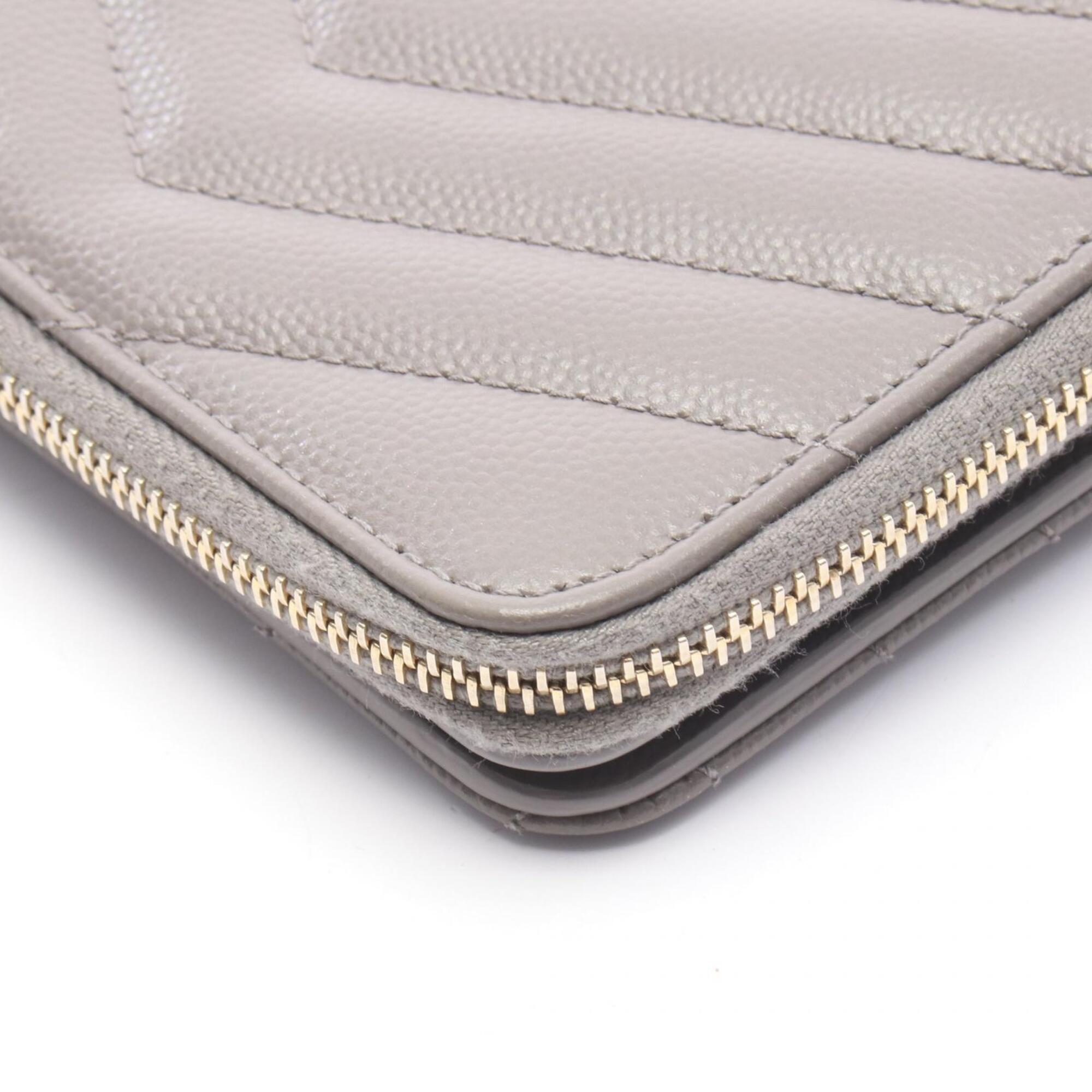 Yves Saint Laurent Gray Leather Wallet (Bi-Fold) (Pre-Owned)