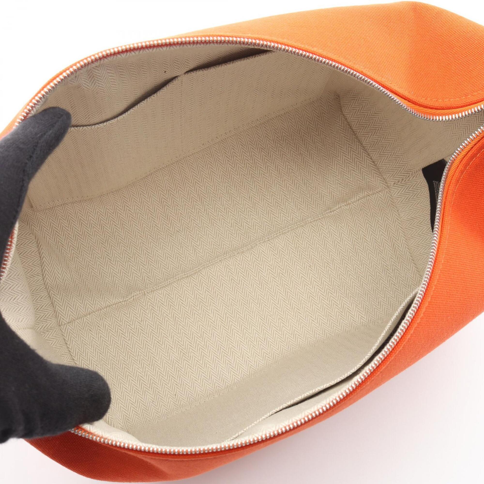 Hermes Bordeaux Feu Orange Canvas Handbag (Pre-Owned)