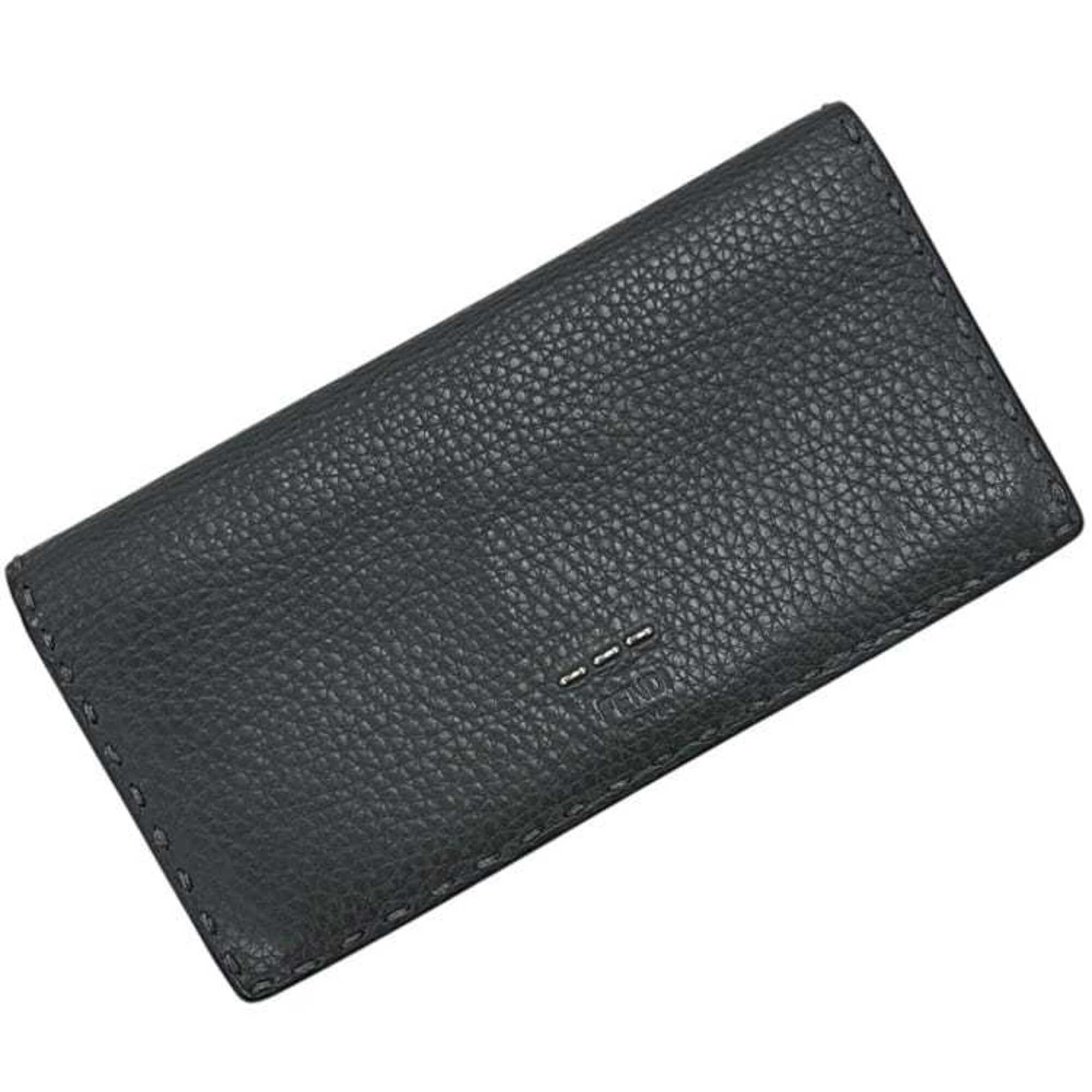 Fendi Gray Leather Long Wallet (Bi-Fold) (Pre-Owned)